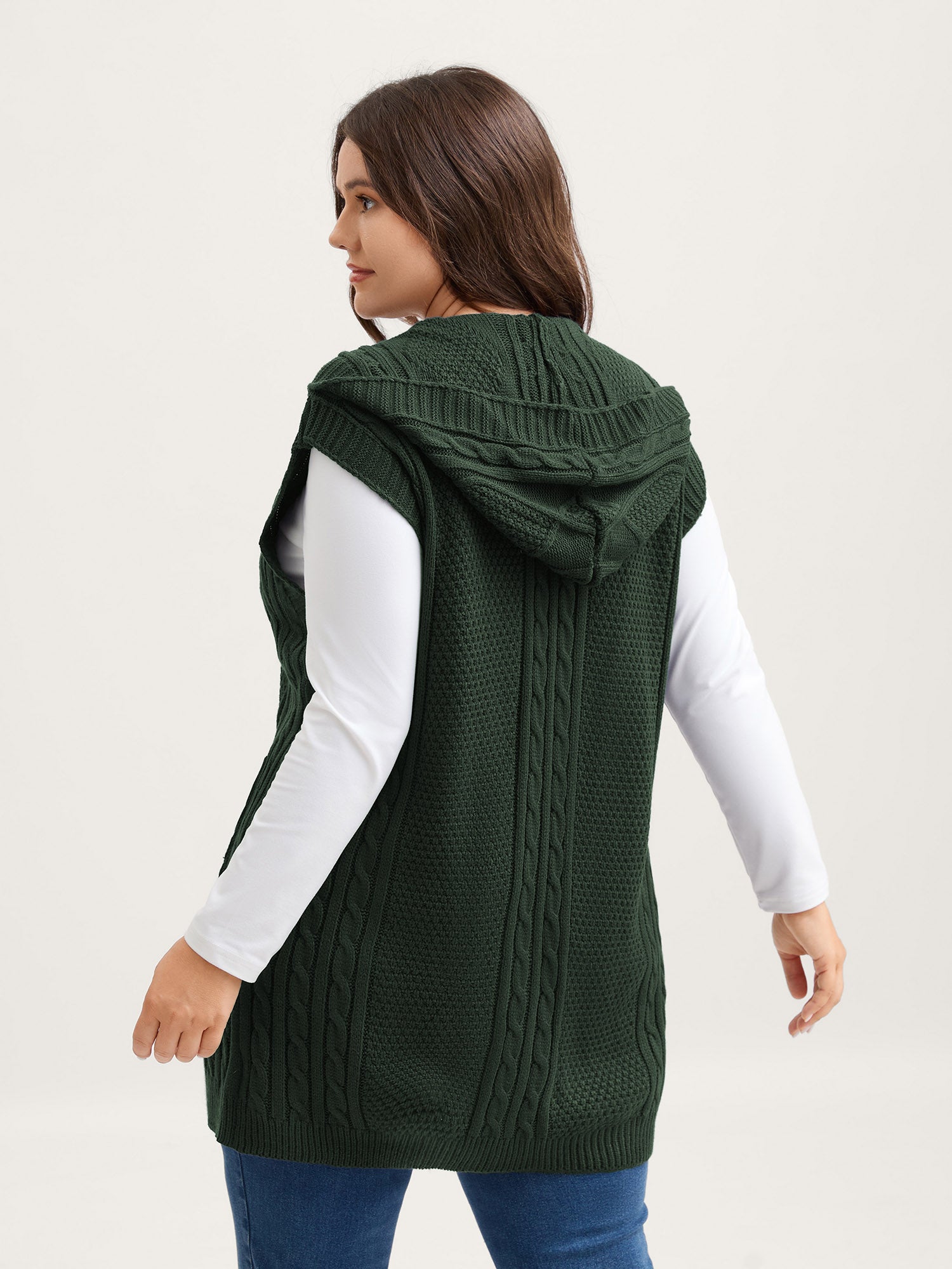 Twisted Hooded Sleeveless Knit Cardigan-Sweetccc
