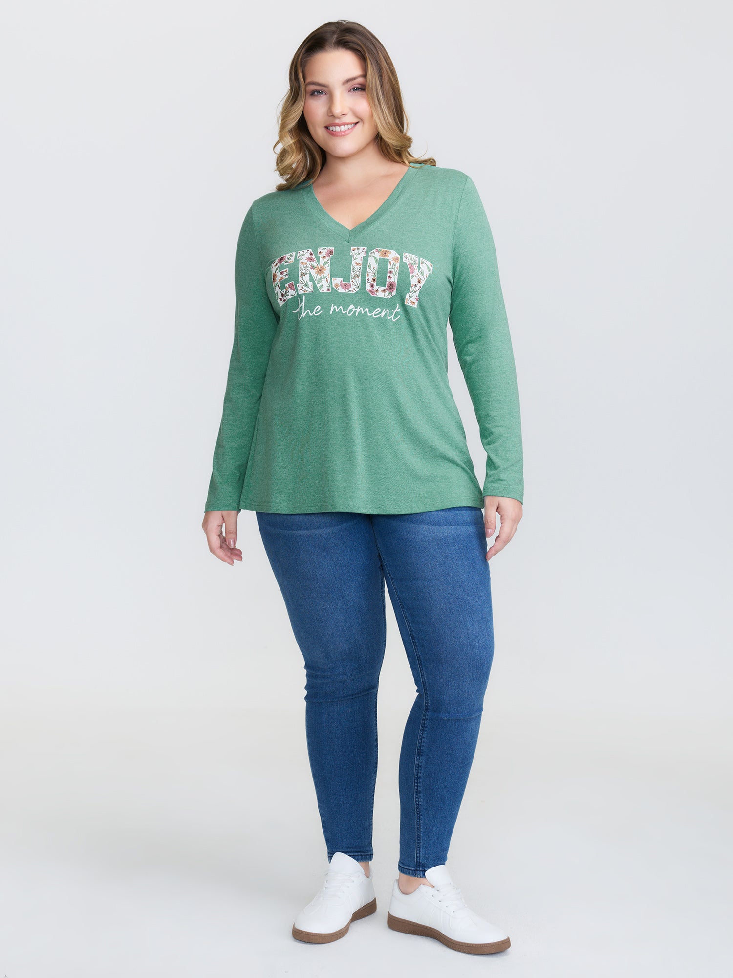 Supersoft Heather Deep V-Neck T-Shirt-Sweetccc