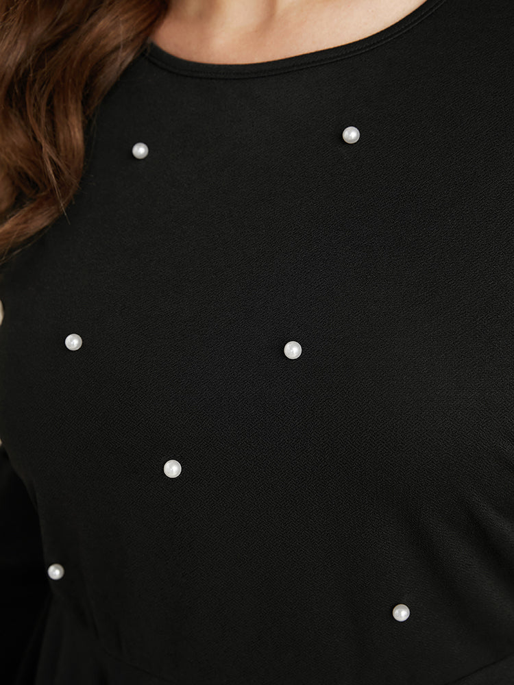 Solid Pearl Beaded Hanky Hem Long Tee-Sweetccc