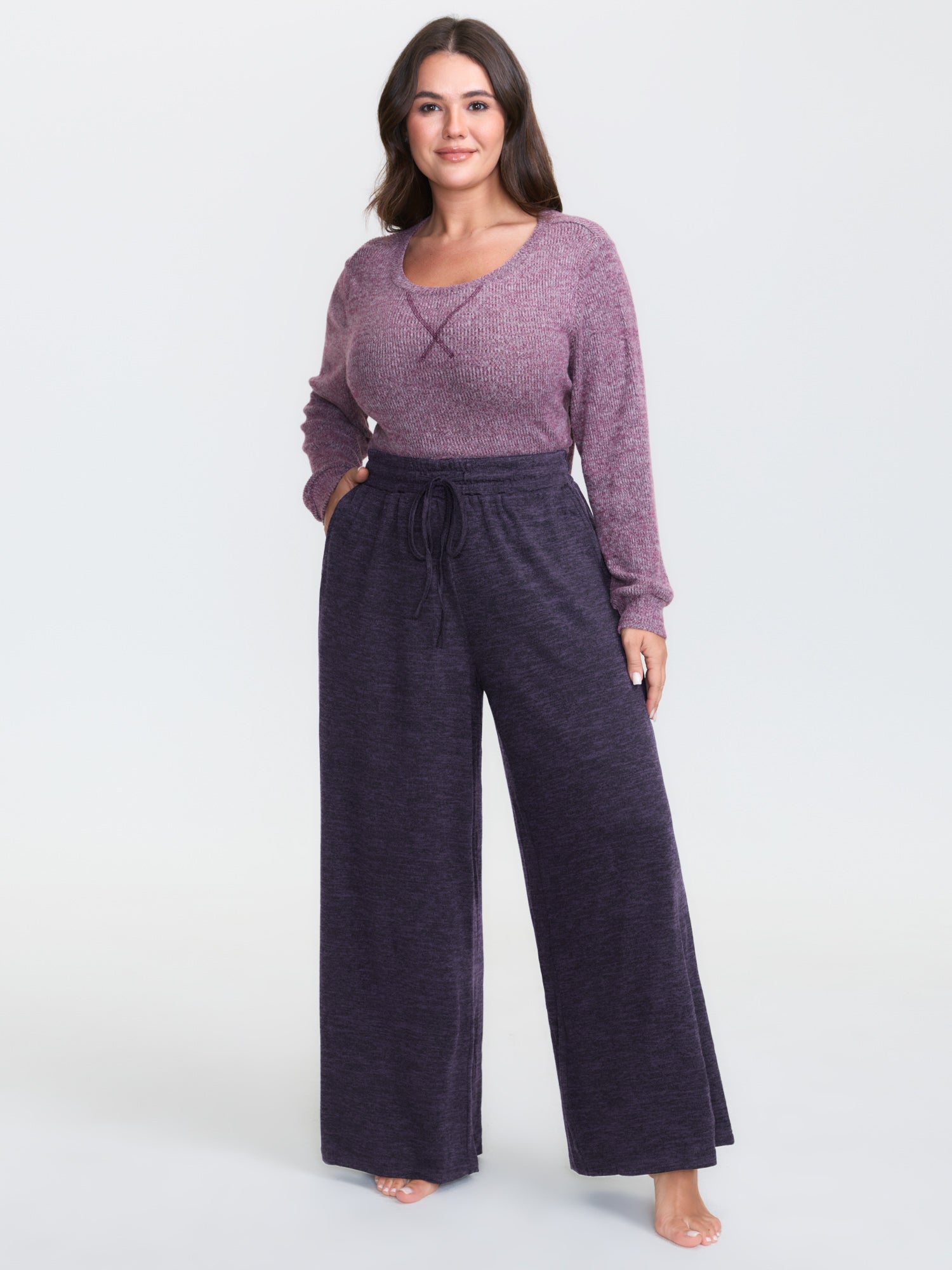 Heather Drawstring Loose Lounge Bottoms-Sweetccc