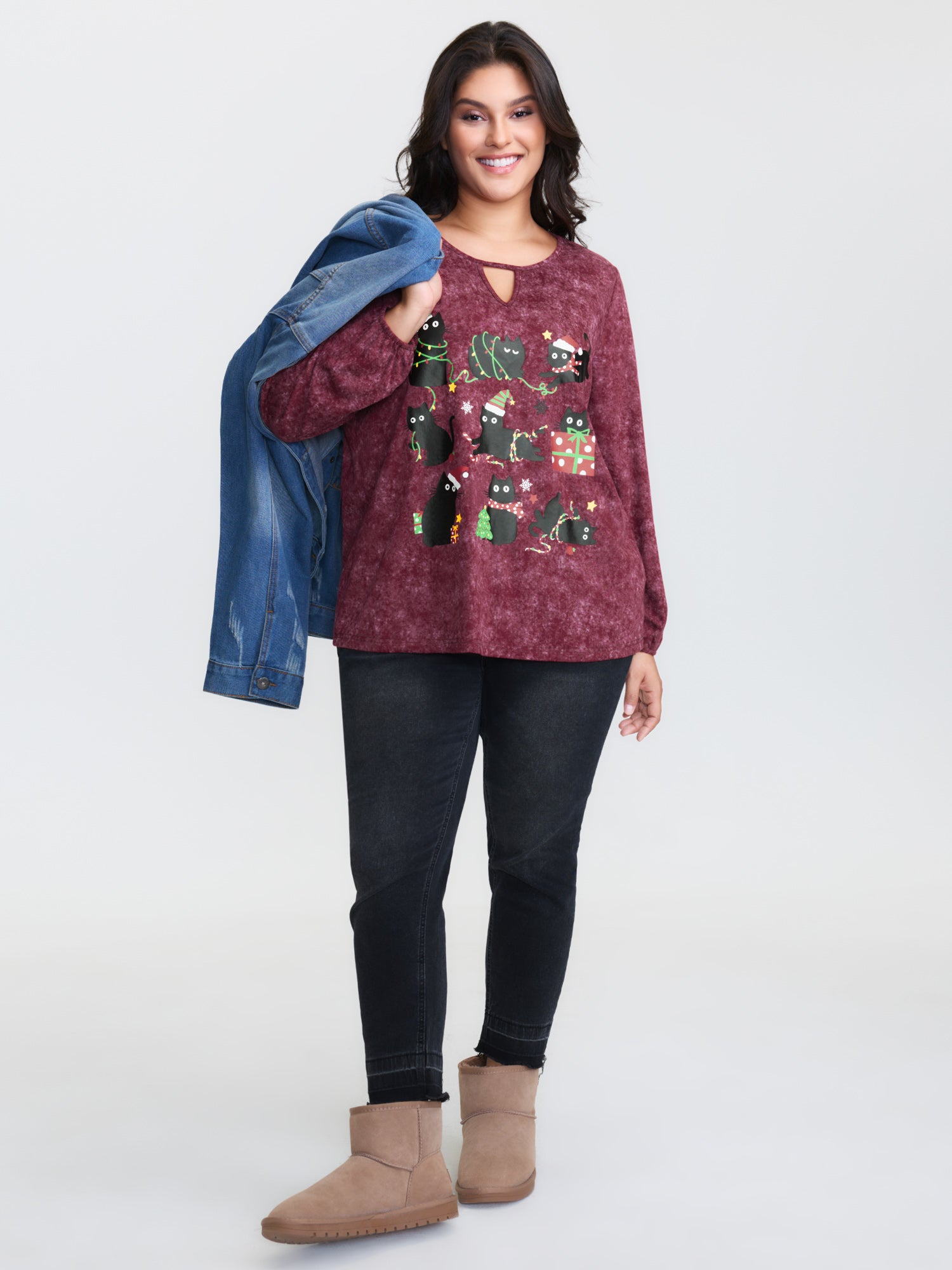 Holiday Cat Snowflake Effect T-Shirt-Sweetccc