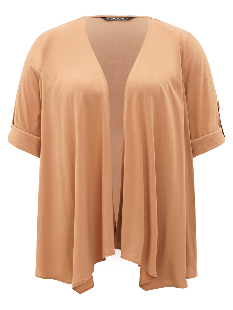 Supersoft Essentials Plain Pocket Button Asymmetrical Hem Kimono-Sweetccc