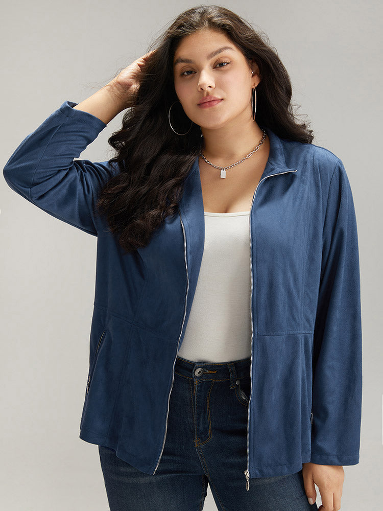 Solid Pocket Zipper Jacket-Sweetccc