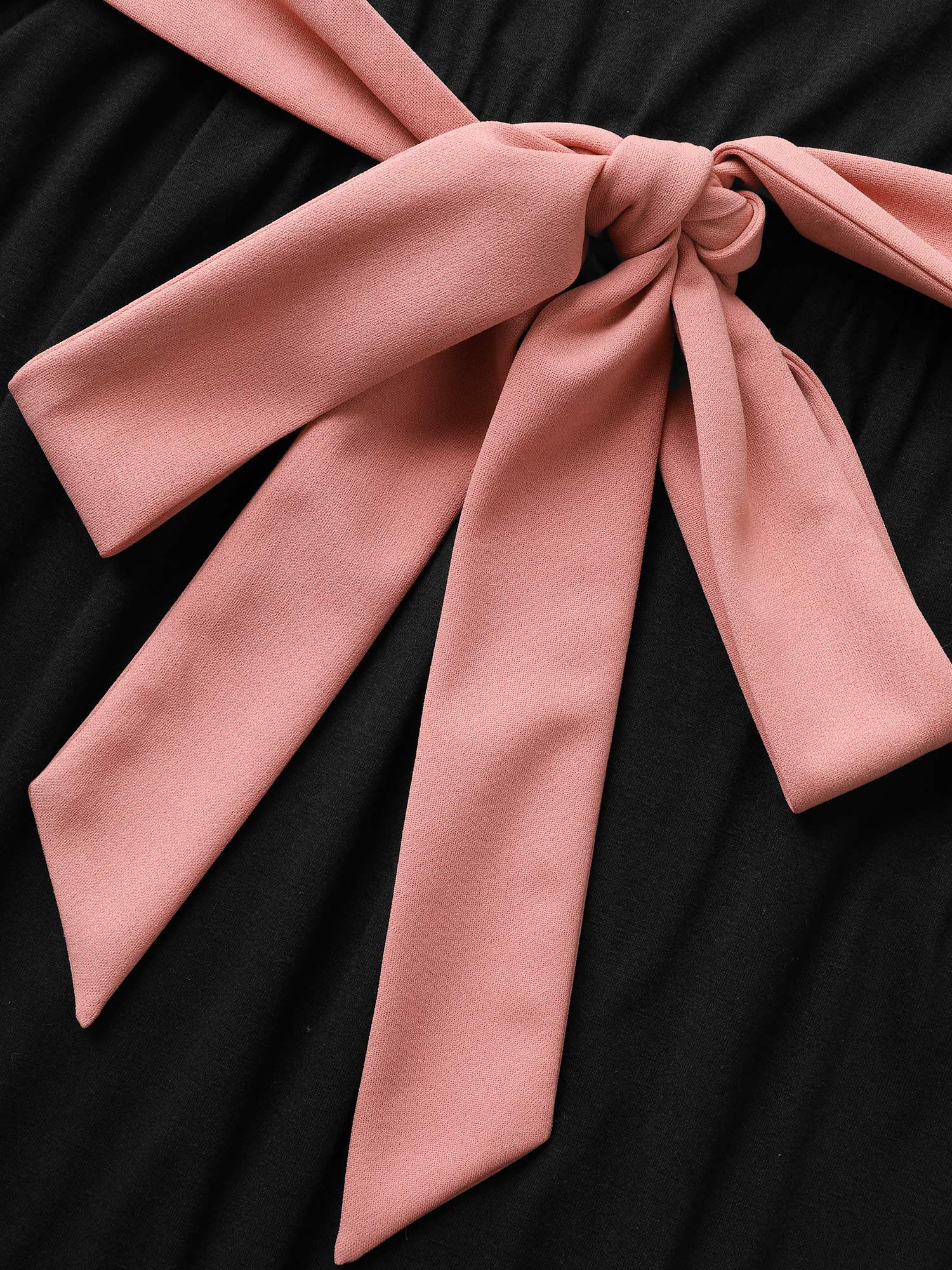 Two Tone Belted Bowknot Square Neck Dress-Sweetccc