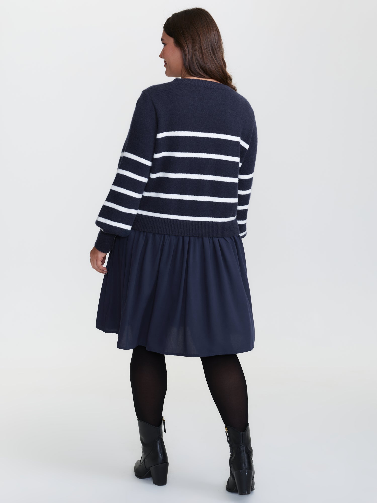 Supersoft Color Contrast Stripe Sweater Dress-Sweetccc