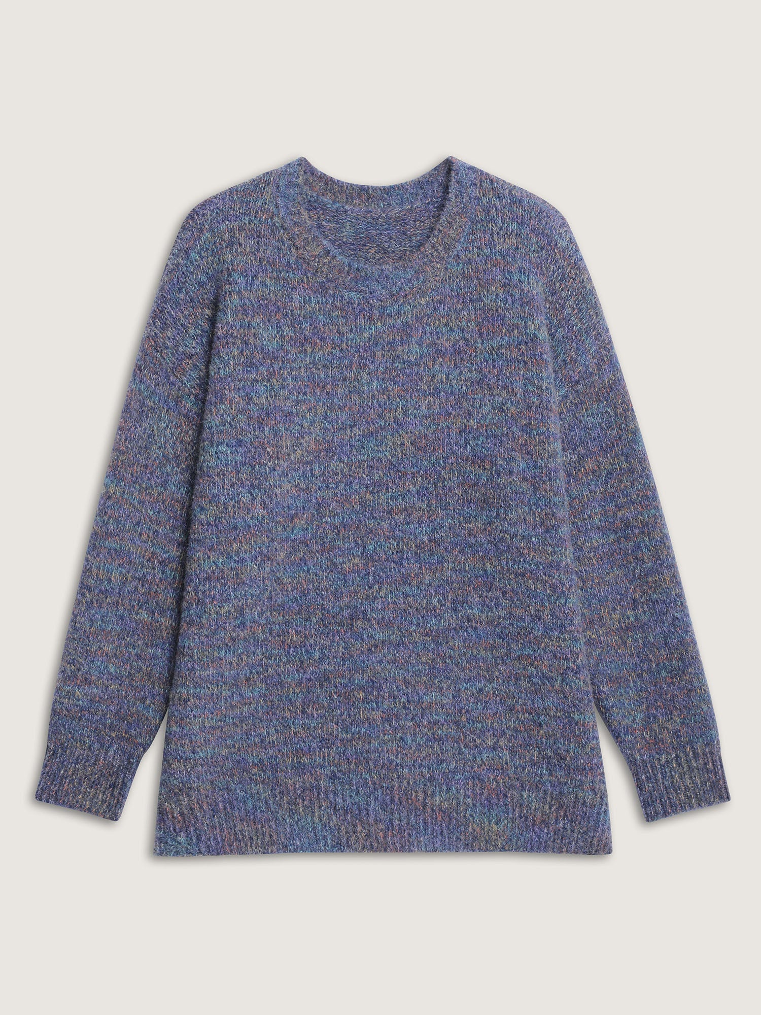 Heather Color Gradient Round Neck Pullover-Sweetccc