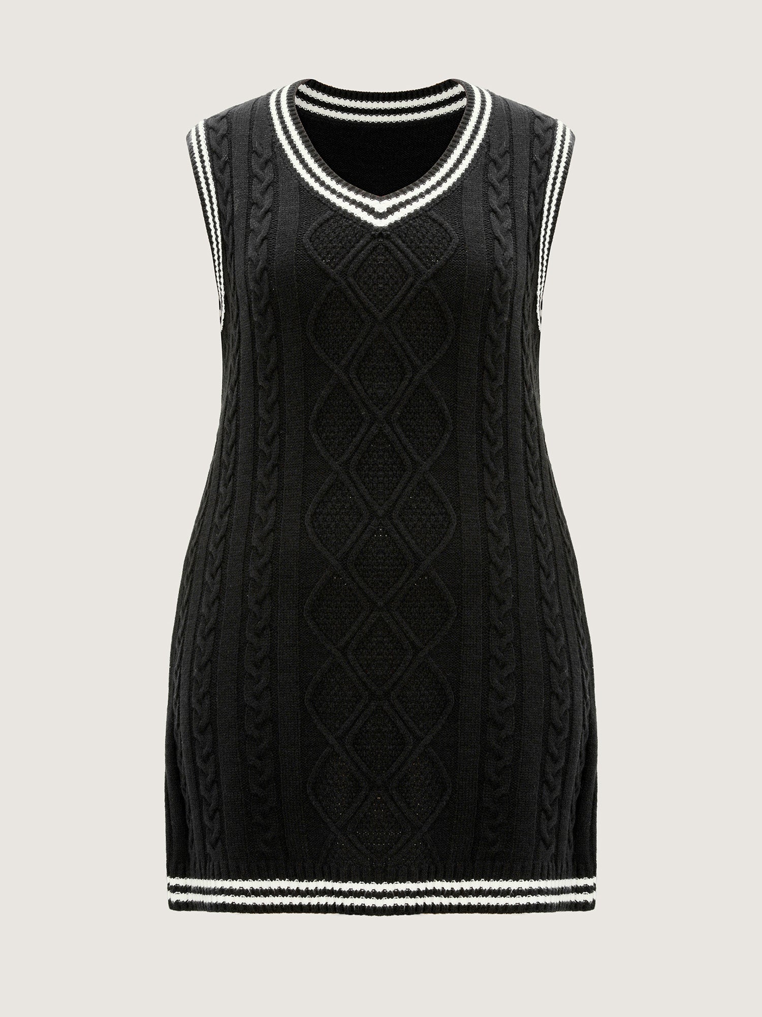 Textured Stripe Pinafore Mini Sweater Dress-Sweetccc