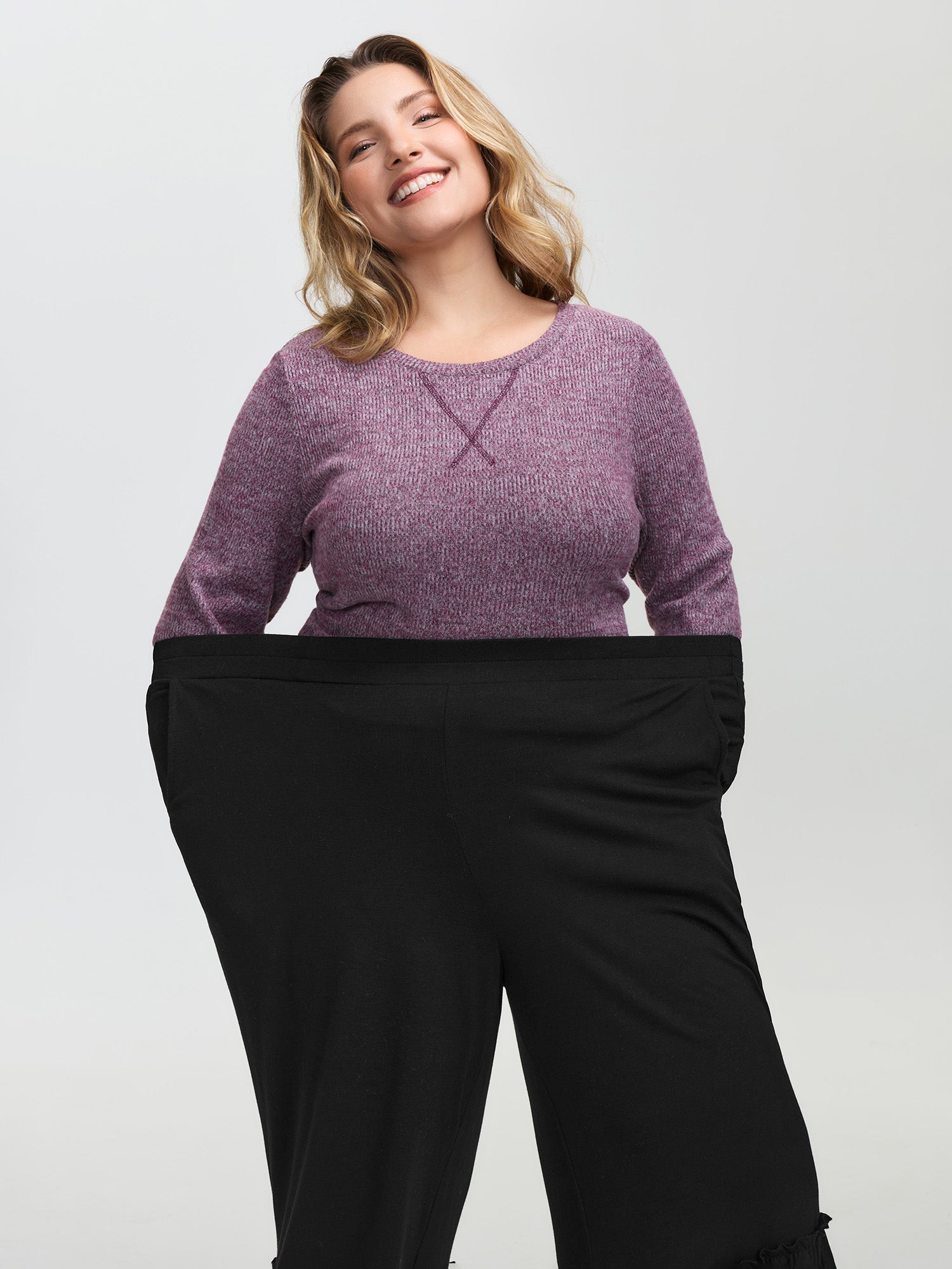 Stretchy Ruffled Hem Tiered Pants-Sweetccc