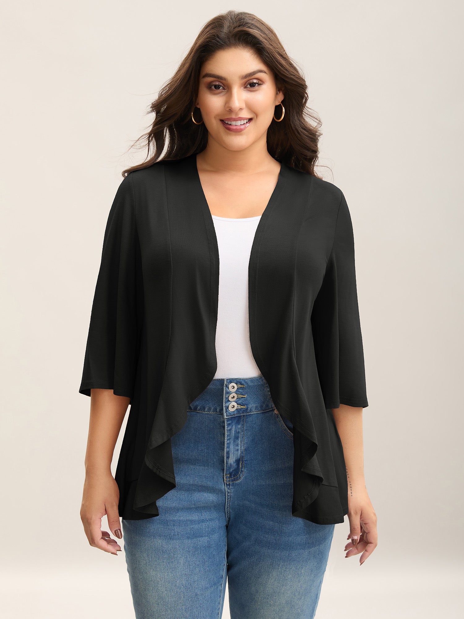 Lotus Hem Curvy Kimono Cover-Up-Sweetccc