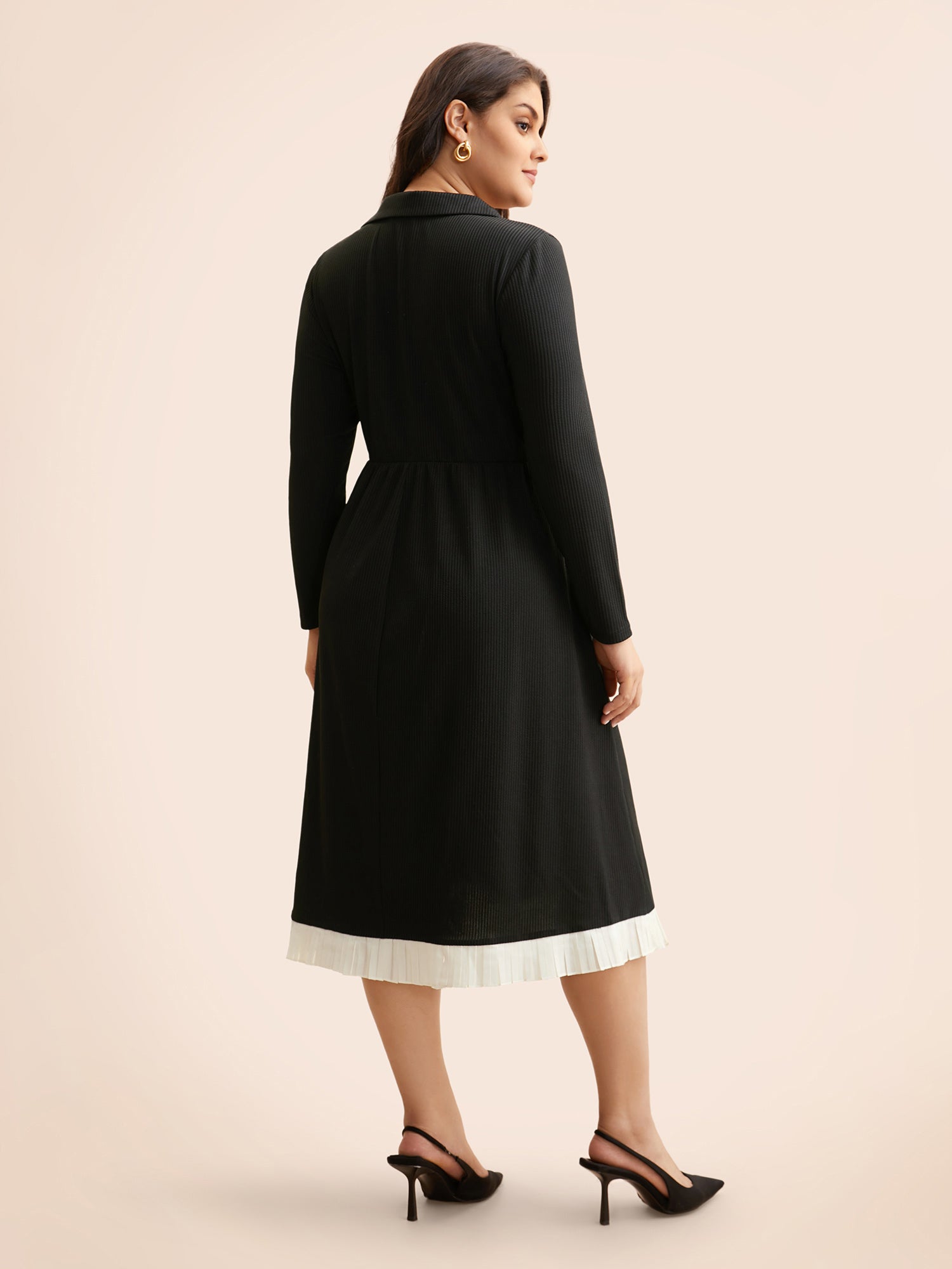 Texture Patchwork Pleated Metal Detail Dress-Sweetccc