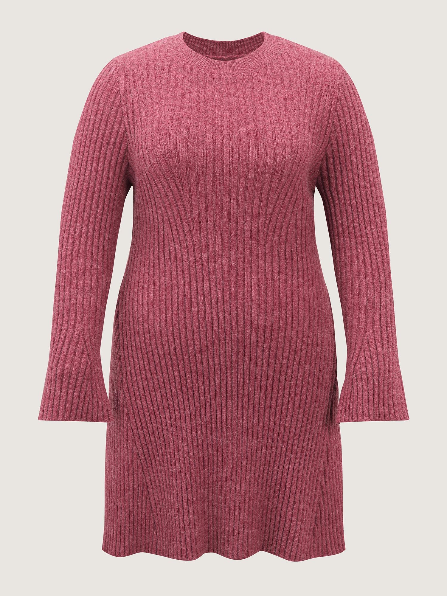 Textured Waist-Defining A-Line Sweater Dress-Sweetccc