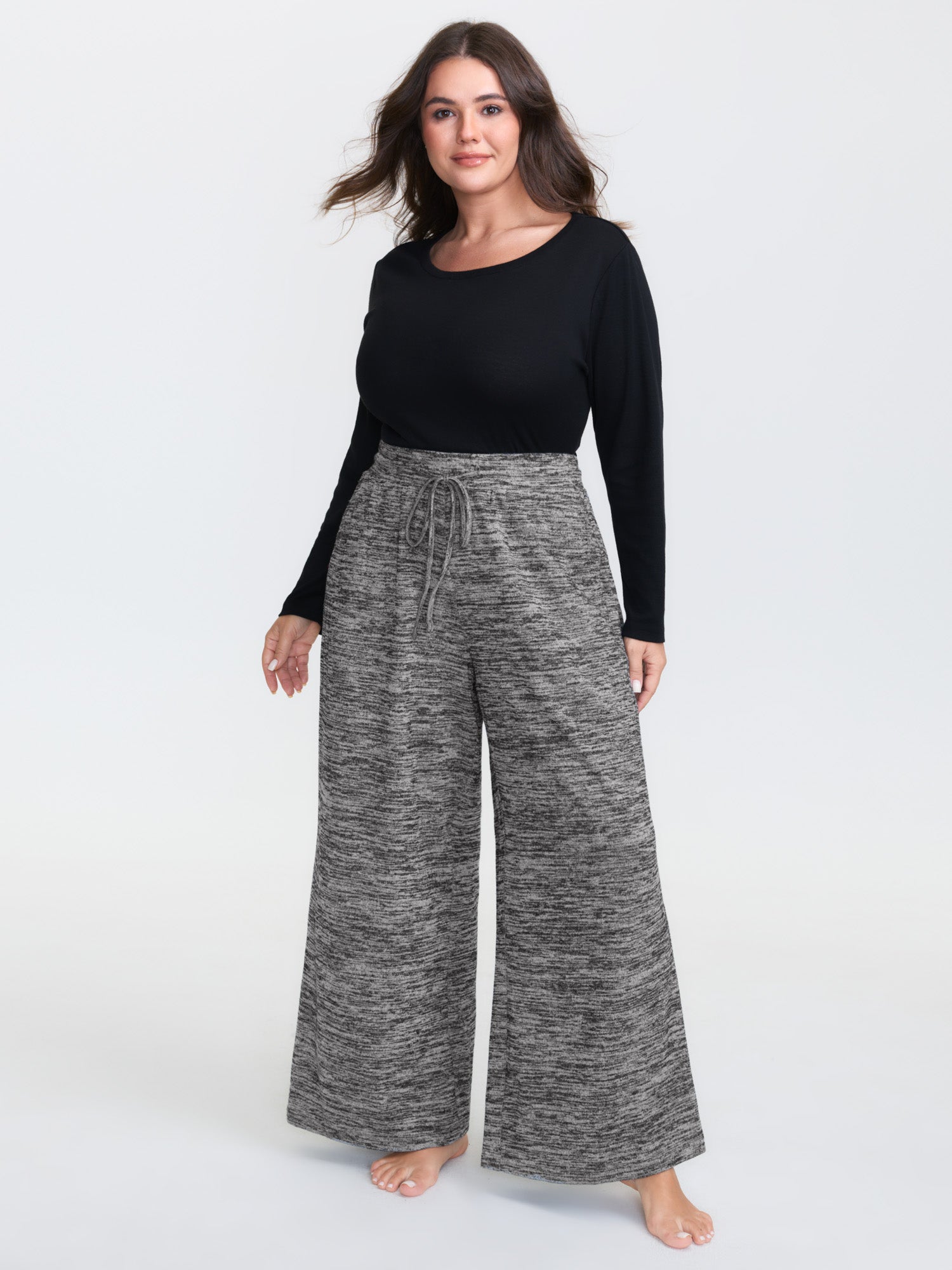 Heather Drawstring Loose Lounge Bottoms-Sweetccc