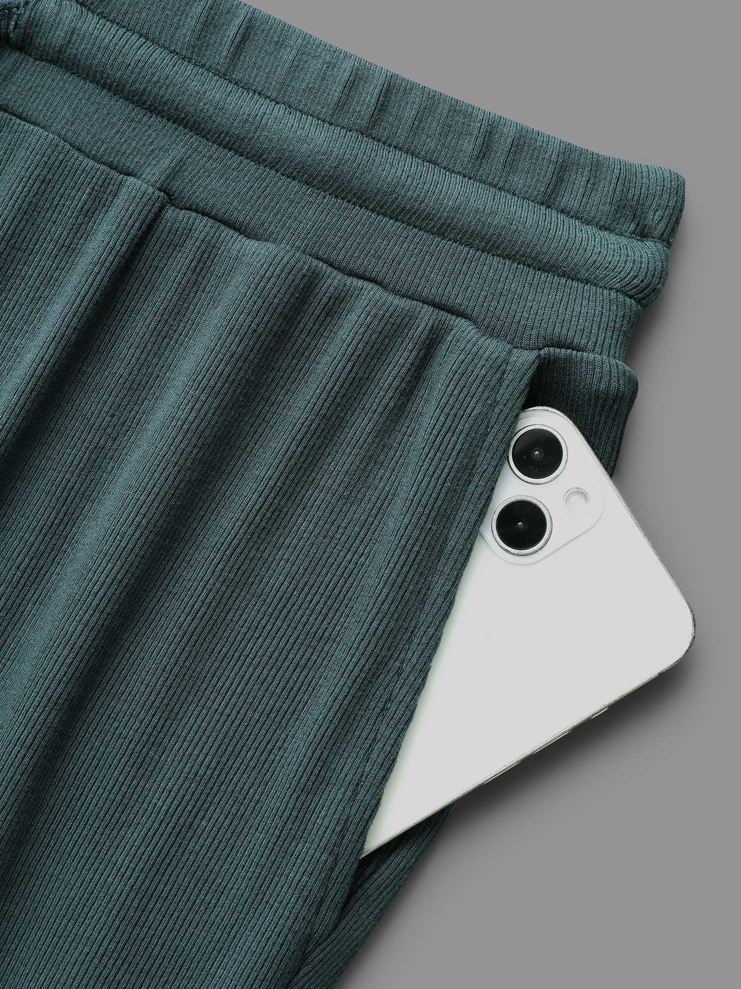 Solid Rib Knit Drawstring Lounge Bottoms-Sweetccc