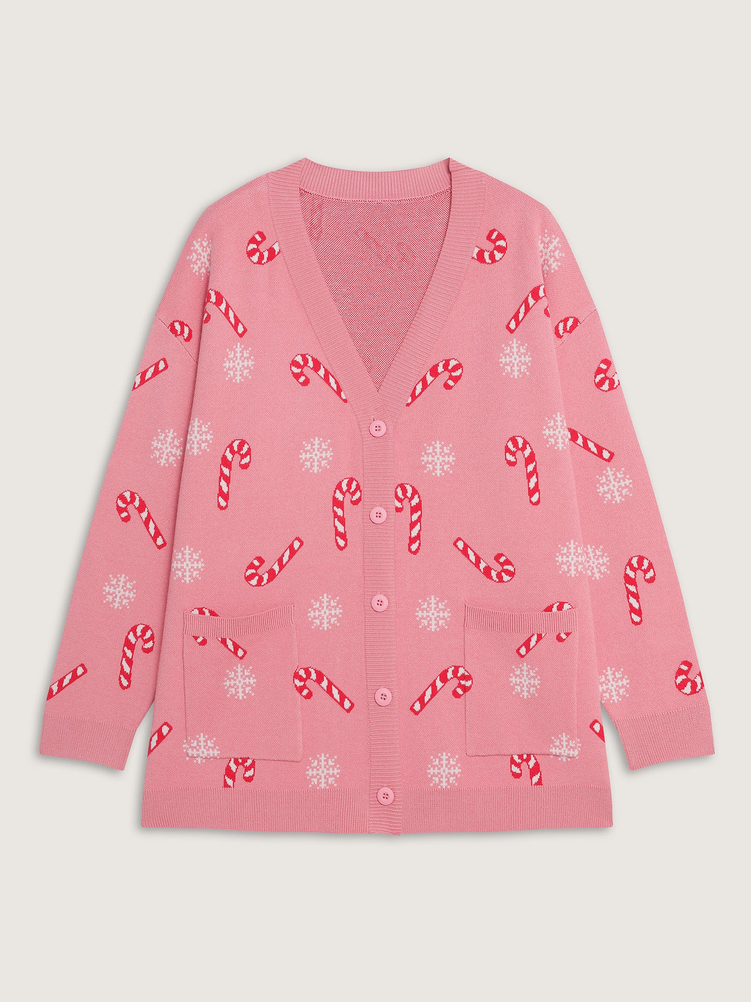 Holiday Candy Patch Pockets Knit Cardigan-Sweetccc