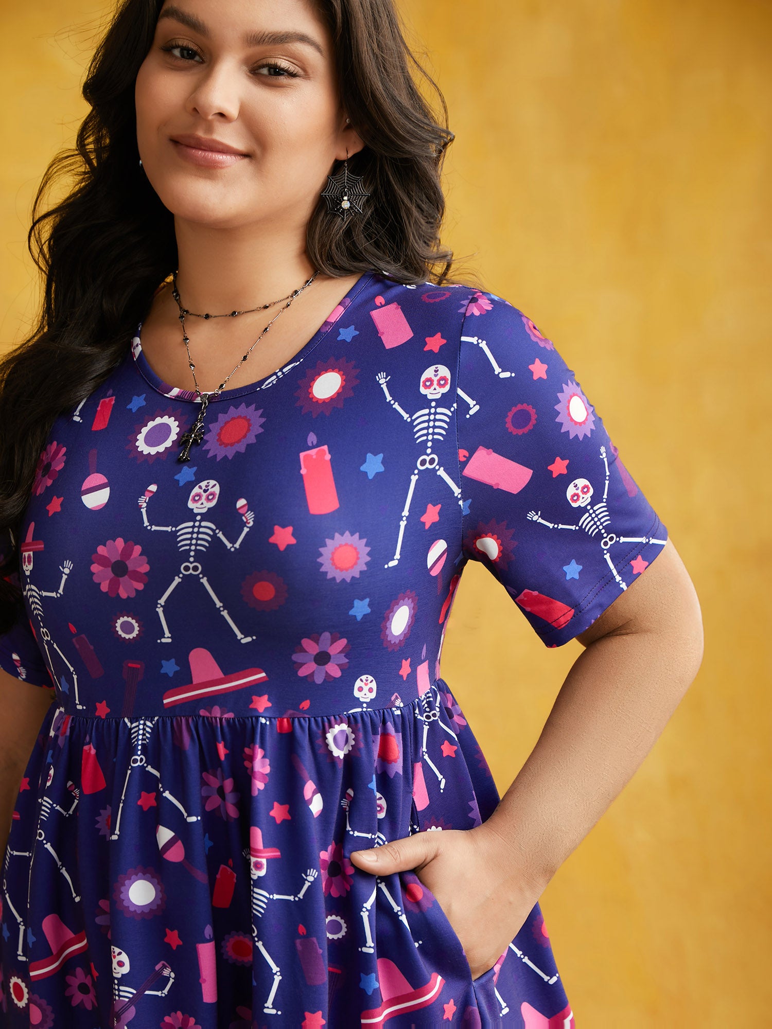 Musical Skeleton Waist-Cinching Dress-Sweetccc