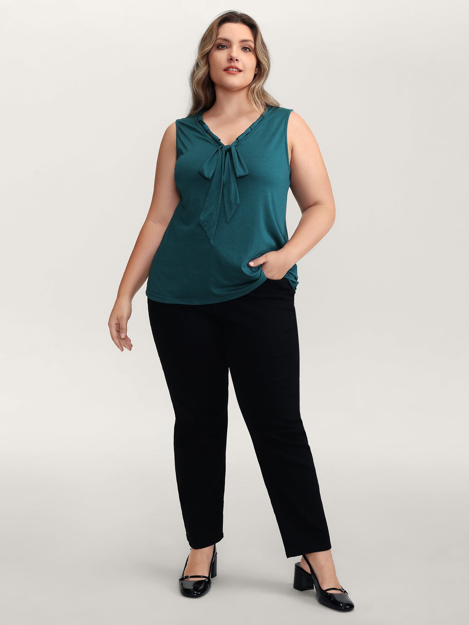 Supersoft Stretchy Bowknot Neckline Tank Top-Sweetccc