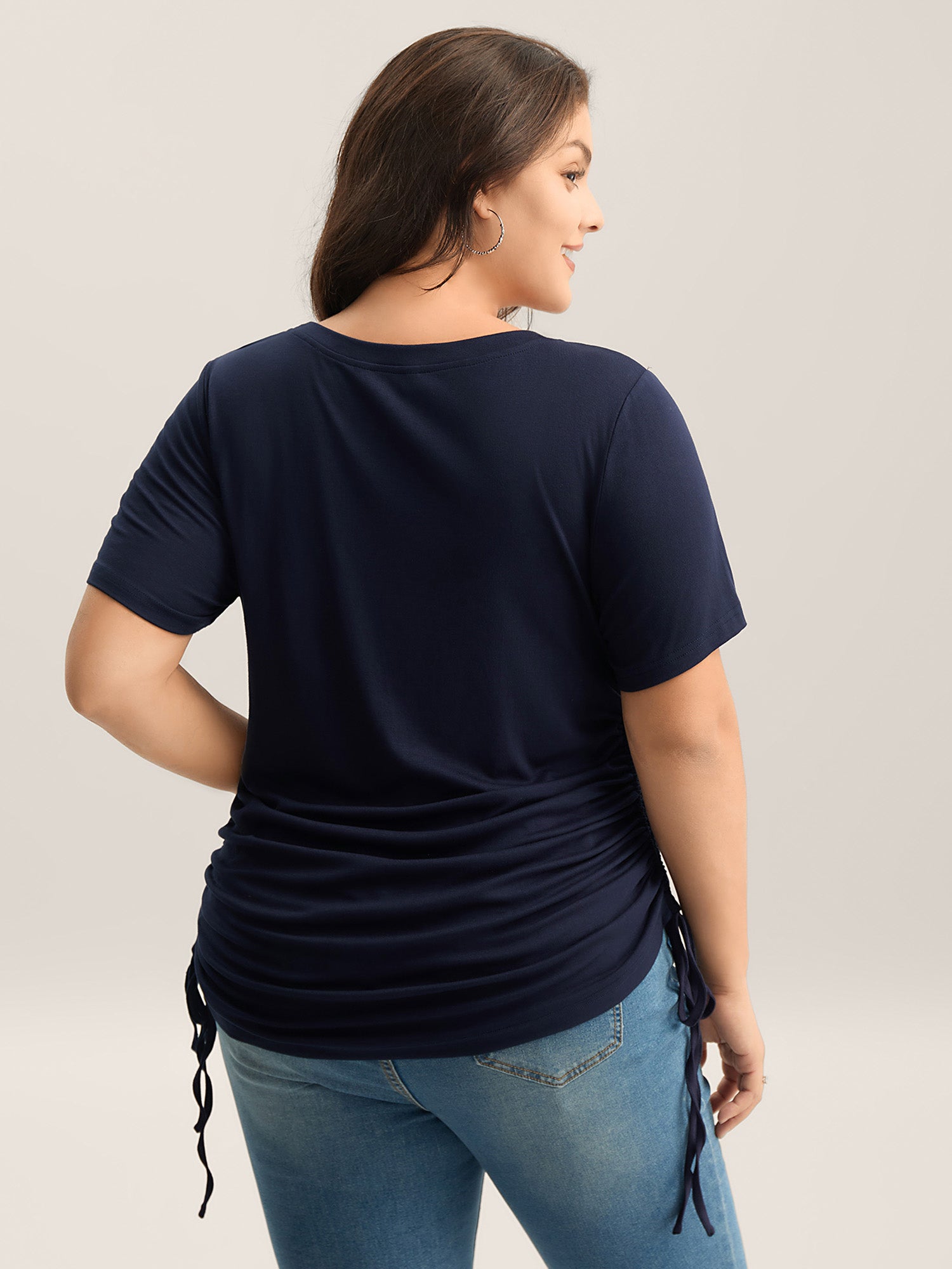 Supersoft Side Drawstrings Fitted T-Shirt-Sweetccc
