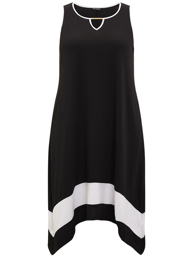 Supersoft Essentials Plain Metal Detail Pocket Keyhole Tank Dress-Sweetccc