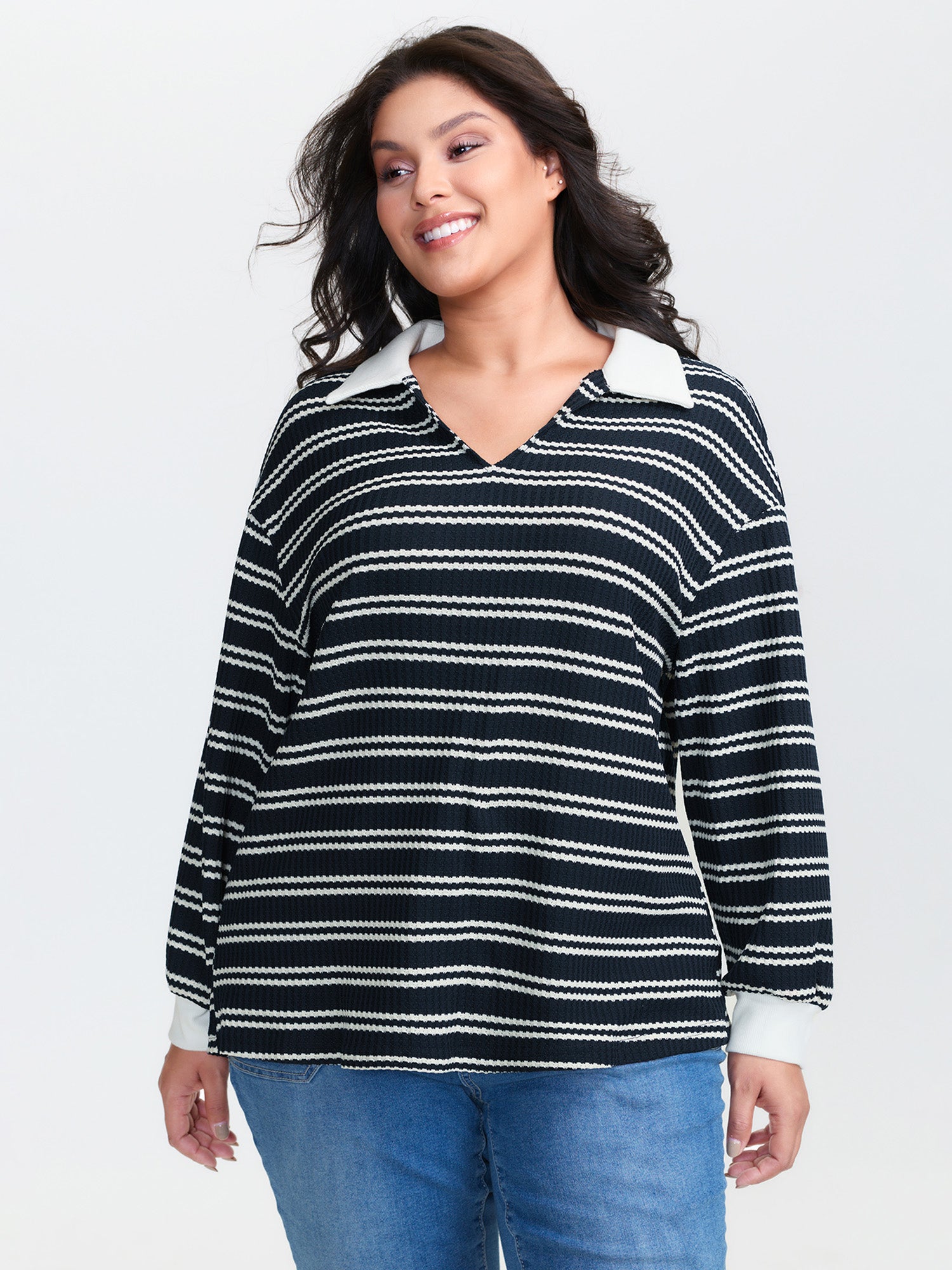 Stripe Print Layered T-Shirt-Sweetccc