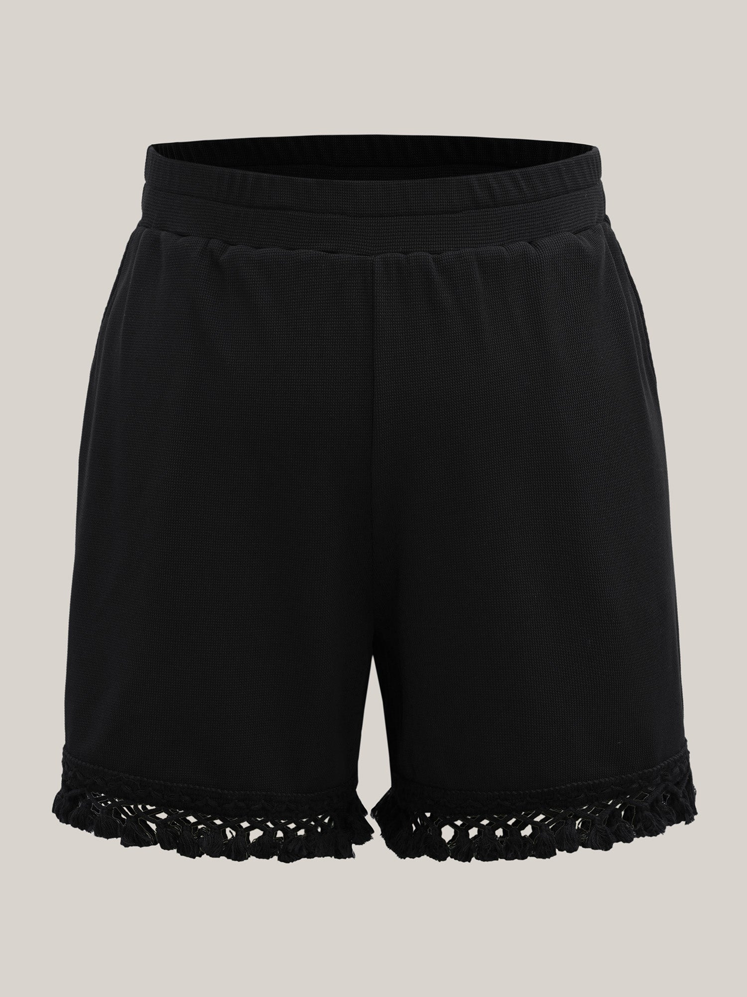 Textured Tassel Detail Everyday Shorts-Sweetccc