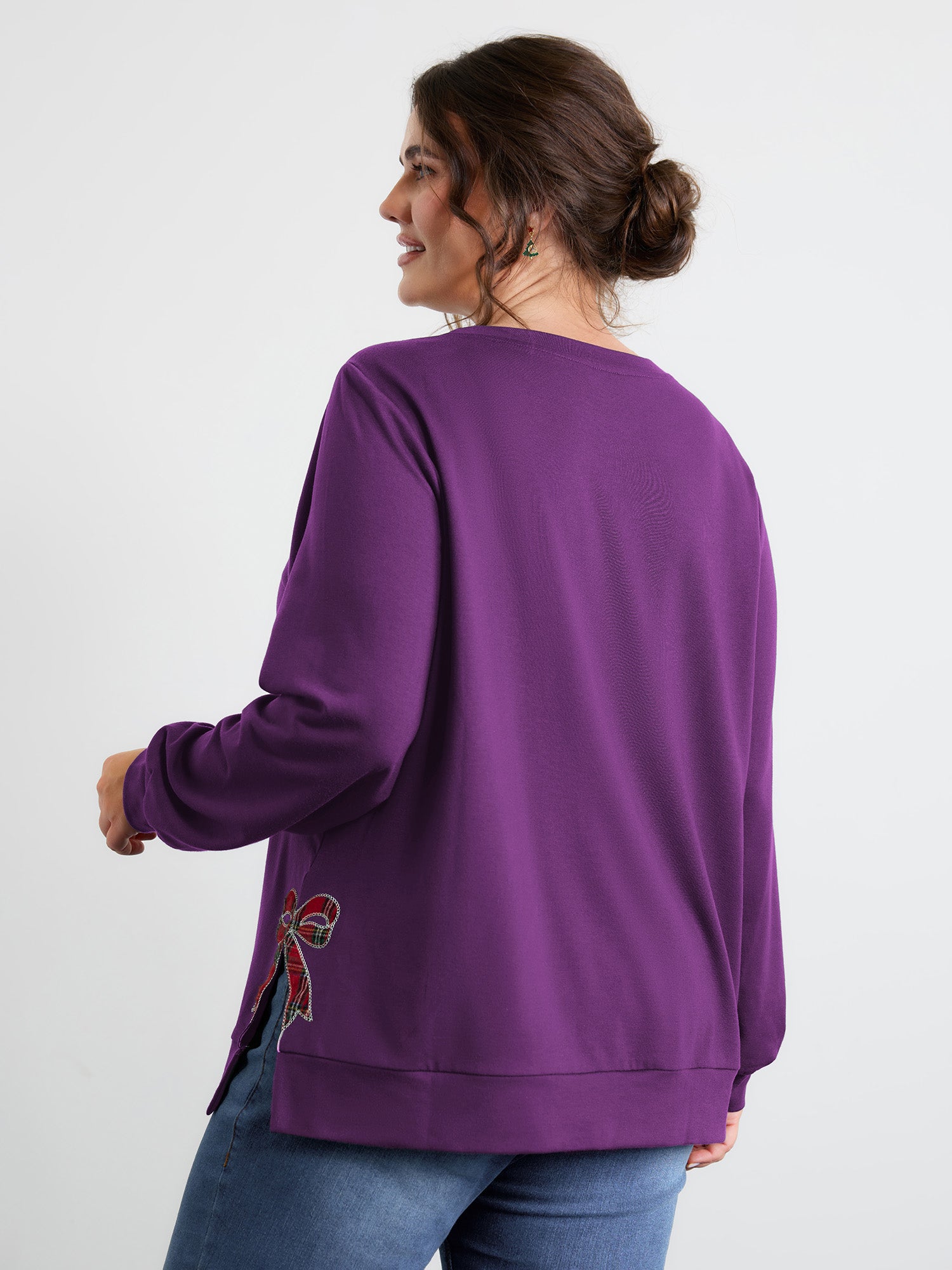 Merry Applique Embroidery Sweatshirt-Sweetccc