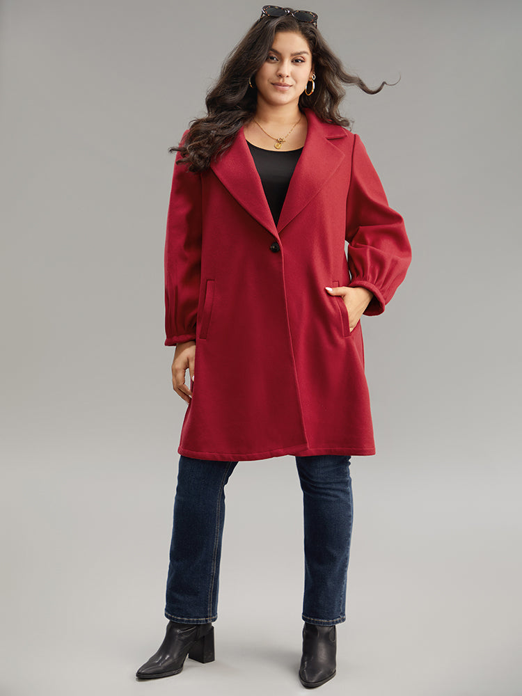 Lapel Collar Pocket Button Up Coat-Sweetccc