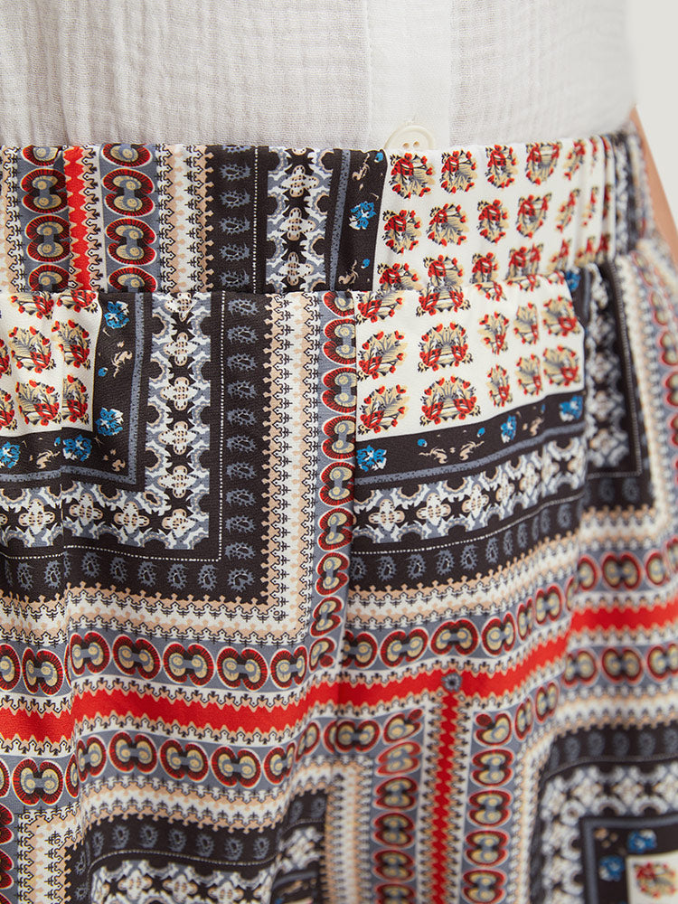 Moroccan Print Pocket Elastic Waist Shorts-Sweetccc
