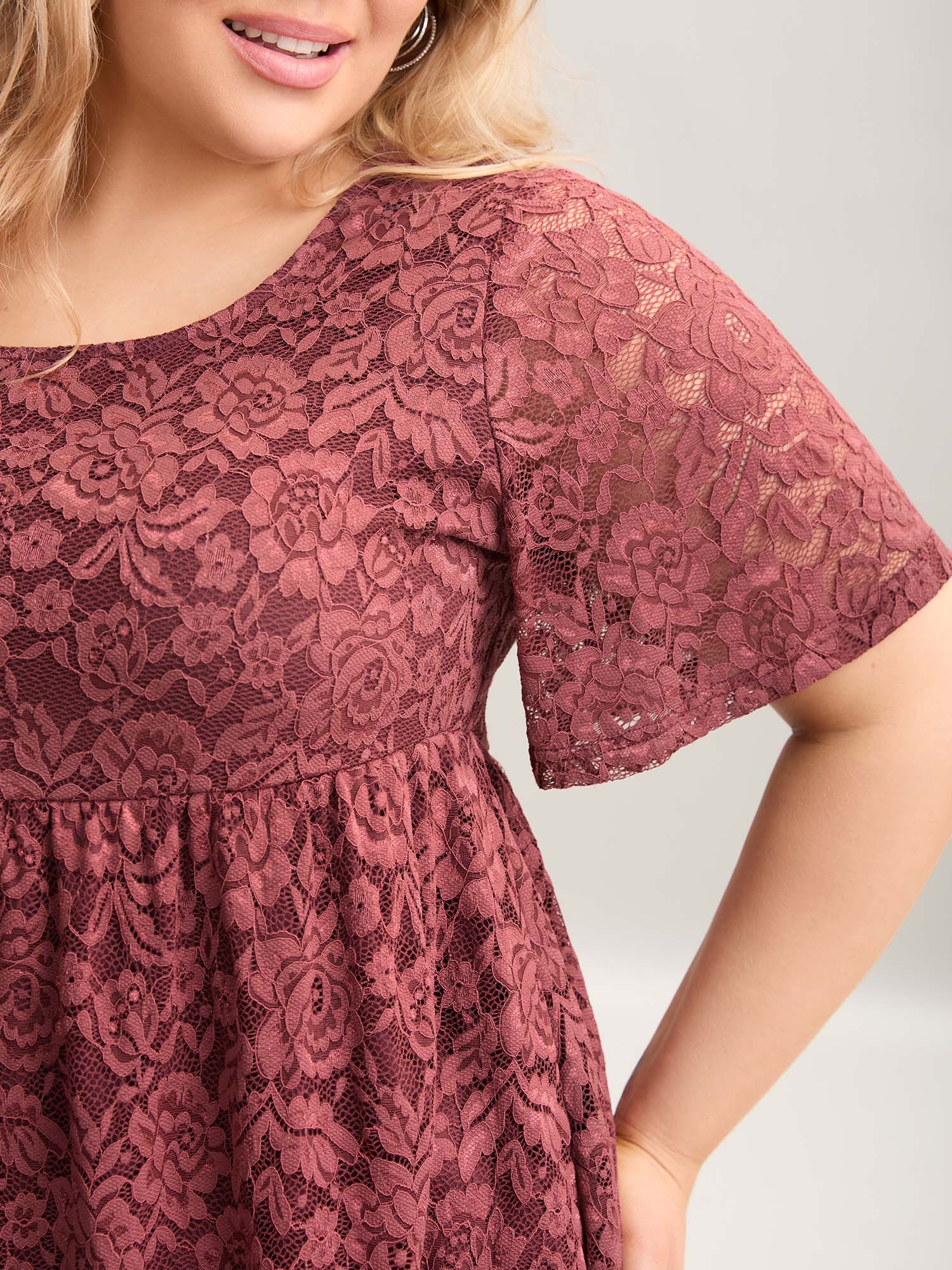 Lace Round Neck Babydoll Top-Sweetccc
