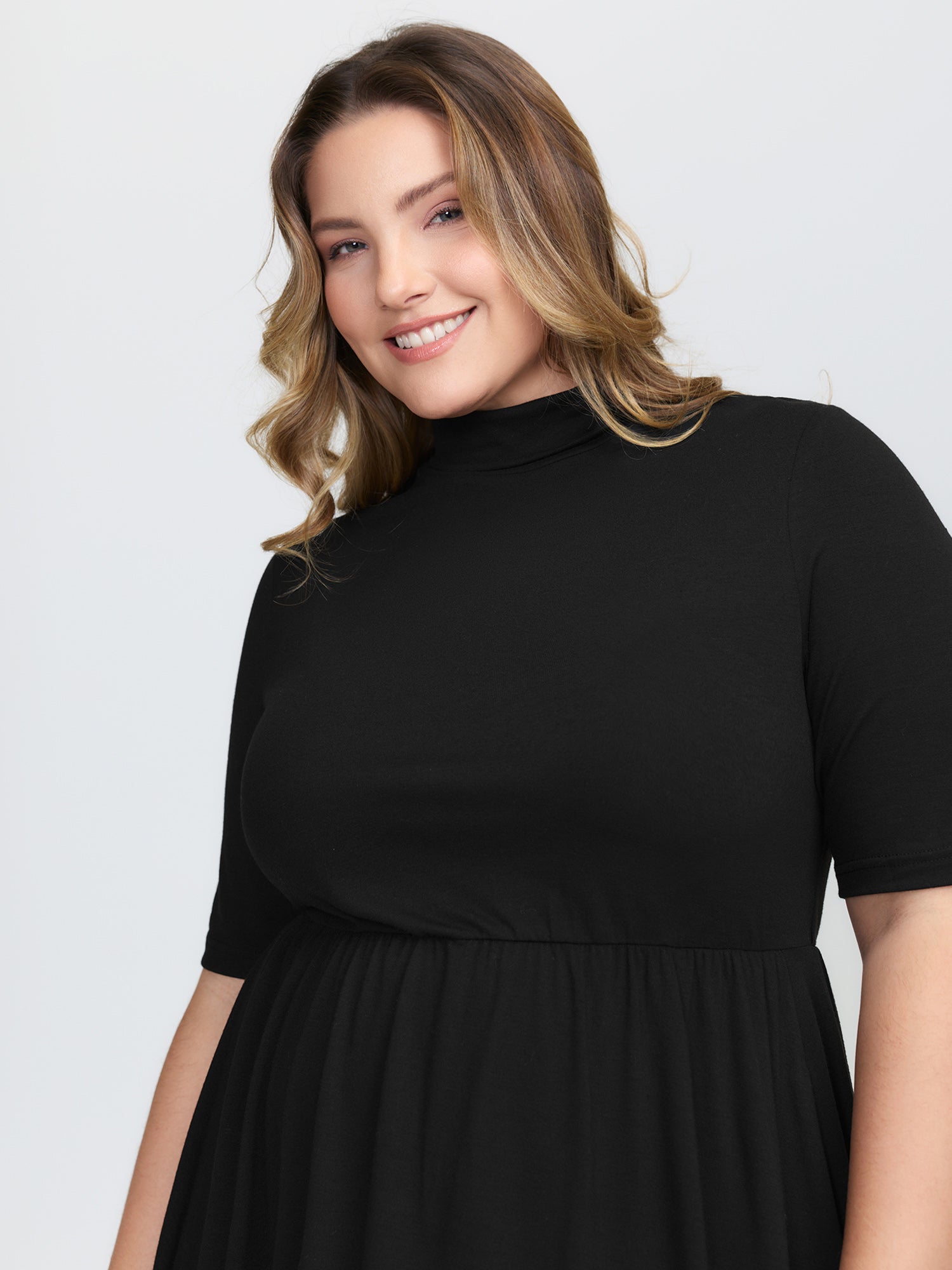 Supersoft Turtleneck Pockets Midi Dress-Sweetccc