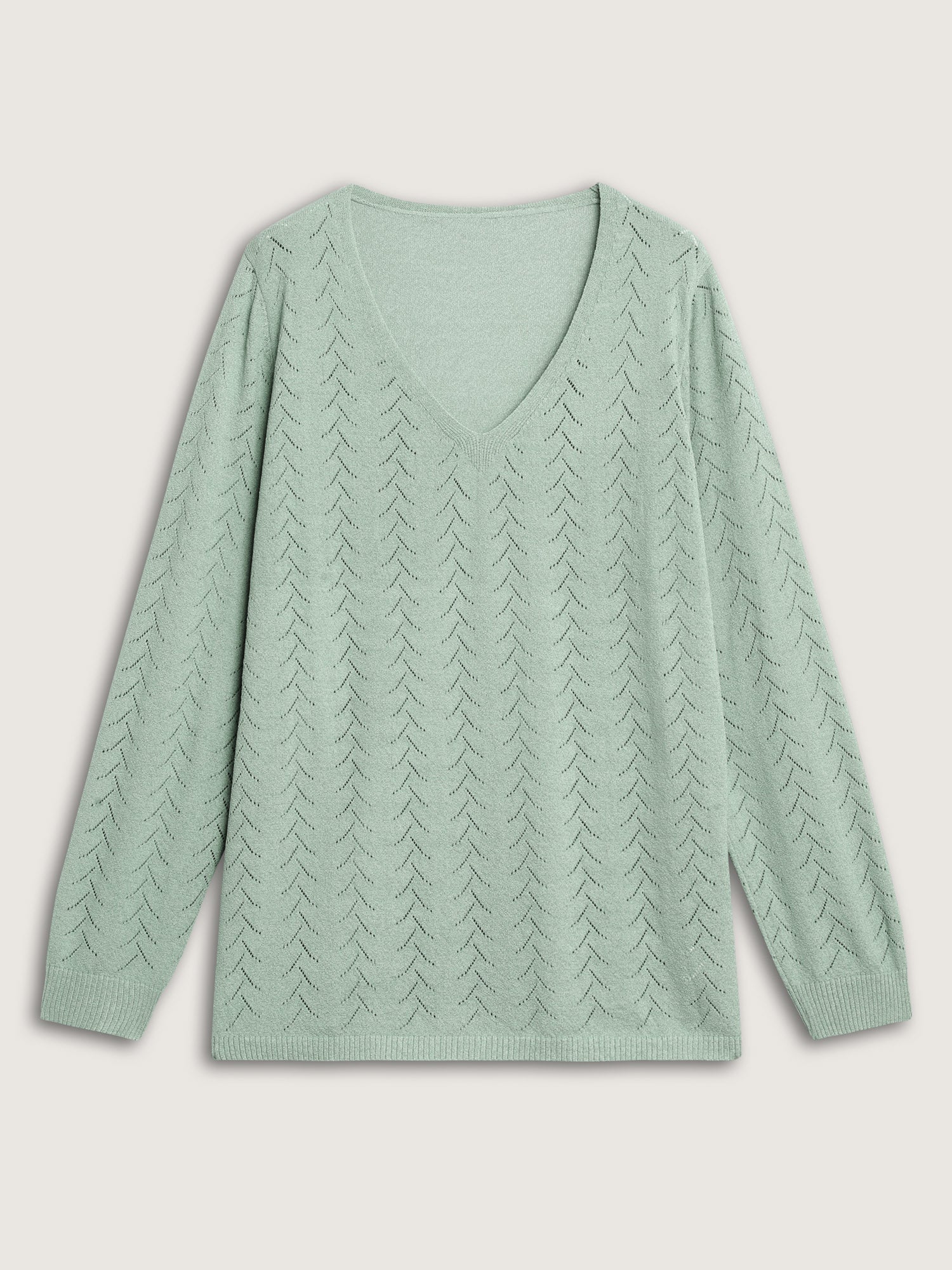 Texture V Neck Lightweight Pullover-Sweetccc
