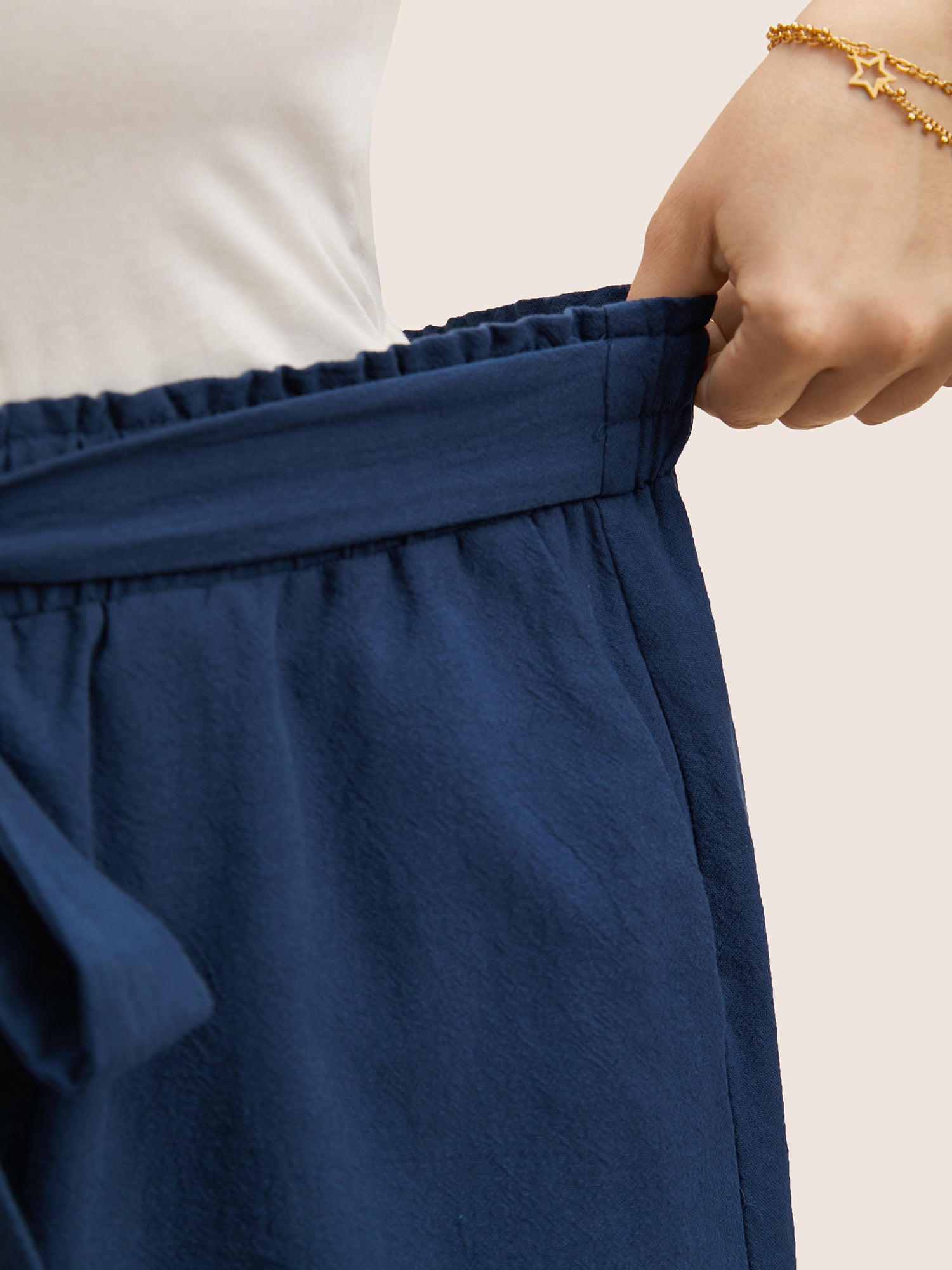 Paperbag Waist Tie Knot Roll Hem Shorts-Sweetccc