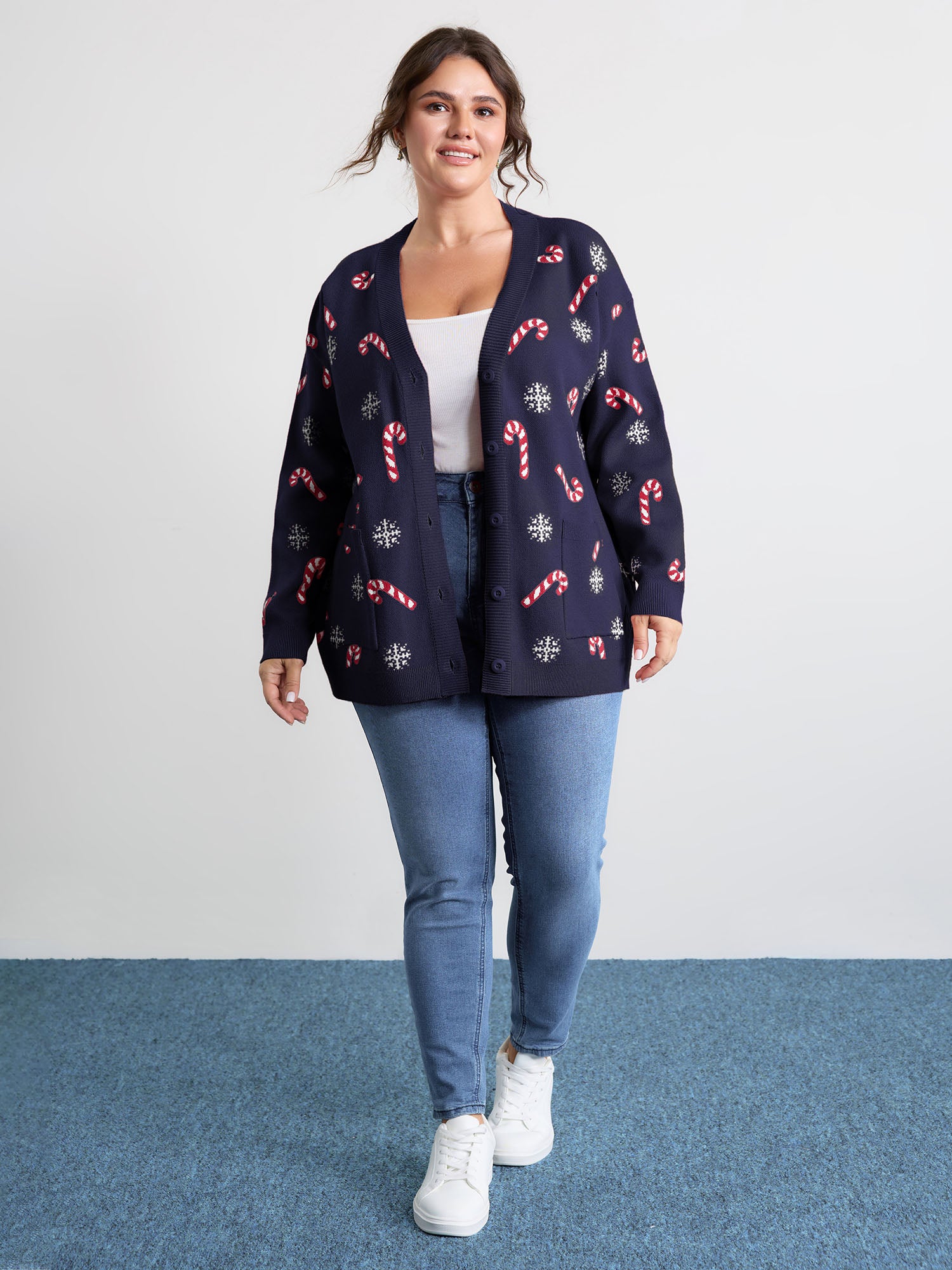 Holiday Candy Patch Pockets Knit Cardigan-Sweetccc