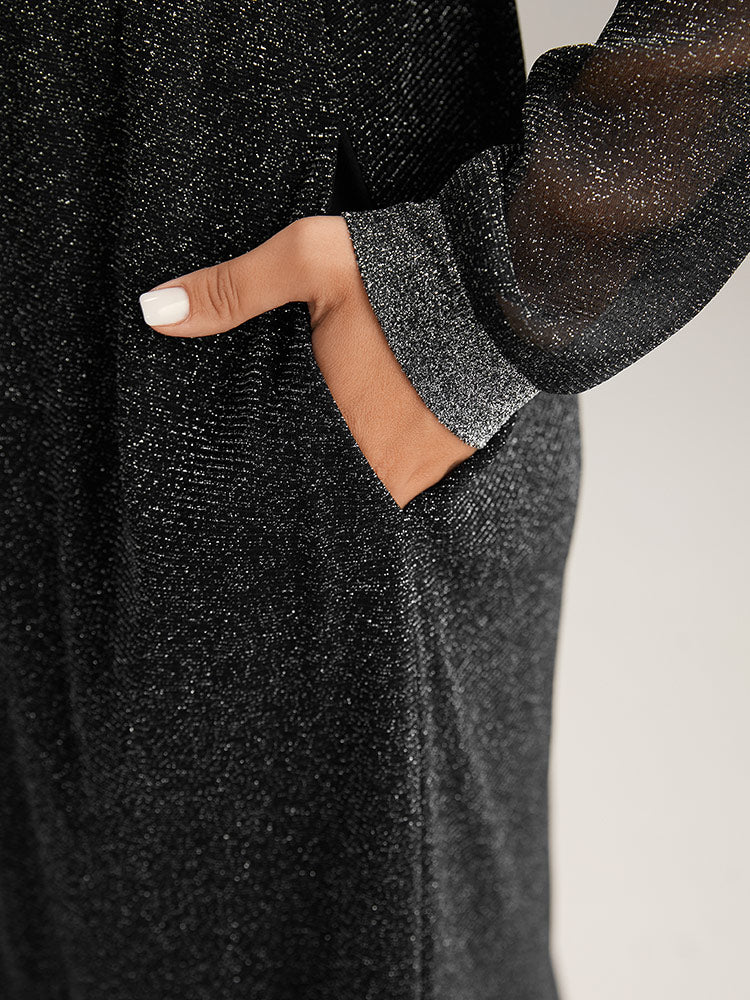 Lurex Patchwork Mesh Elastic Waist Dress-Sweetccc