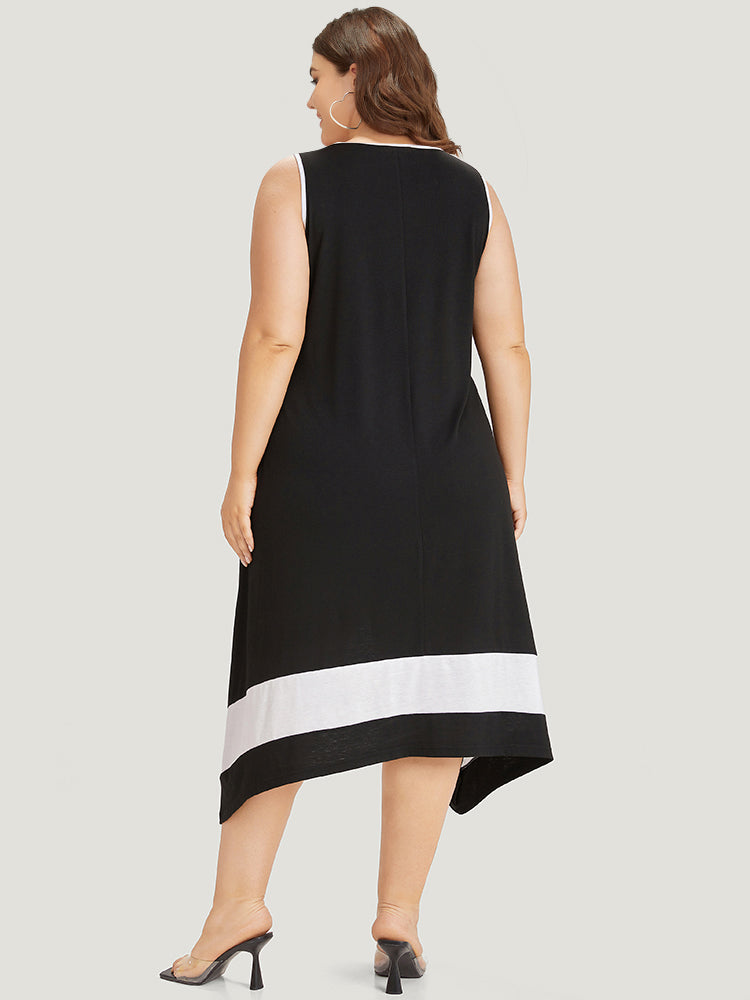 Supersoft Essentials Plain Metal Detail Pocket Keyhole Tank Dress-Sweetccc