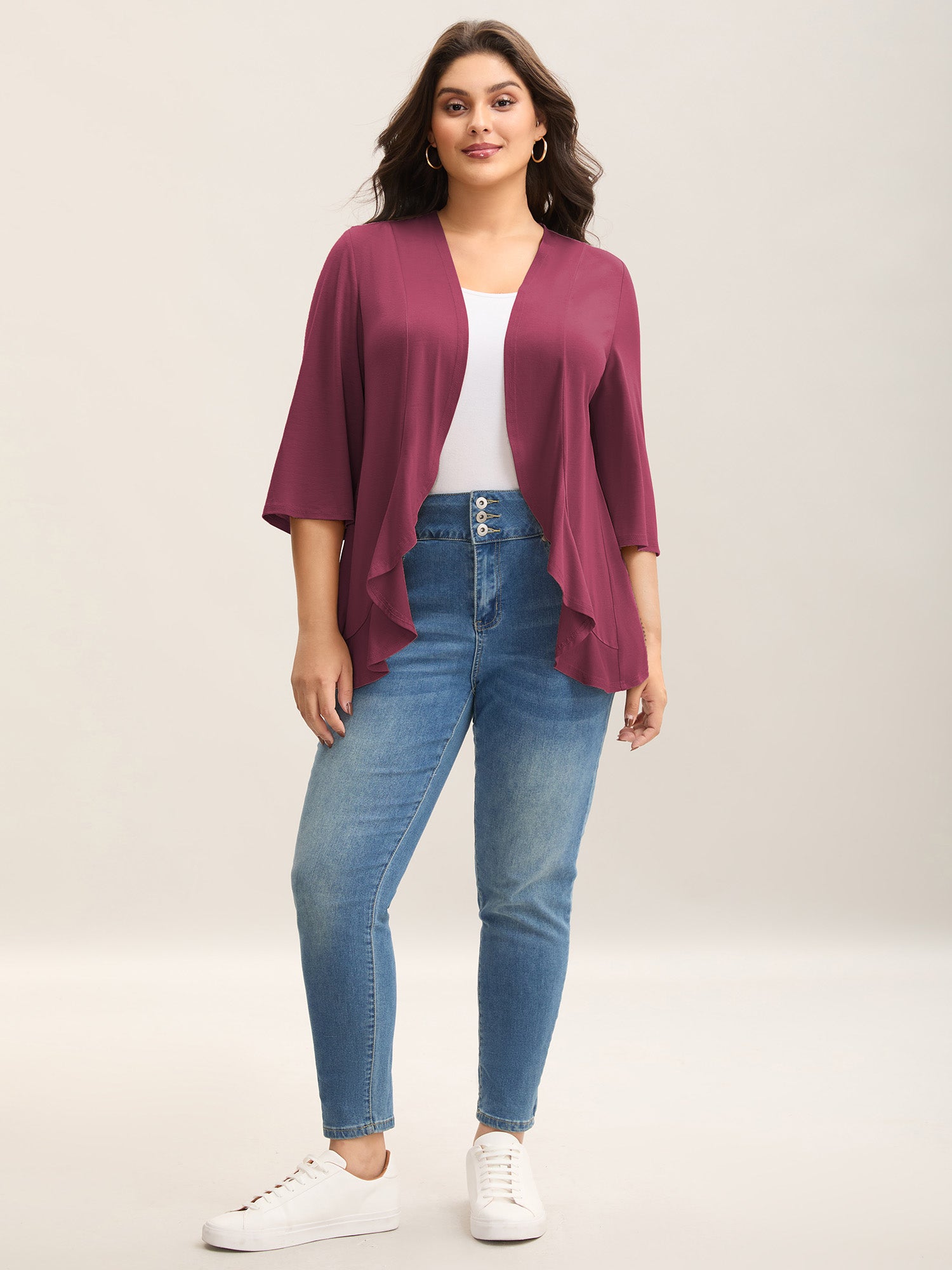 Lotus Hem Curvy Kimono Cover-Up-Sweetccc