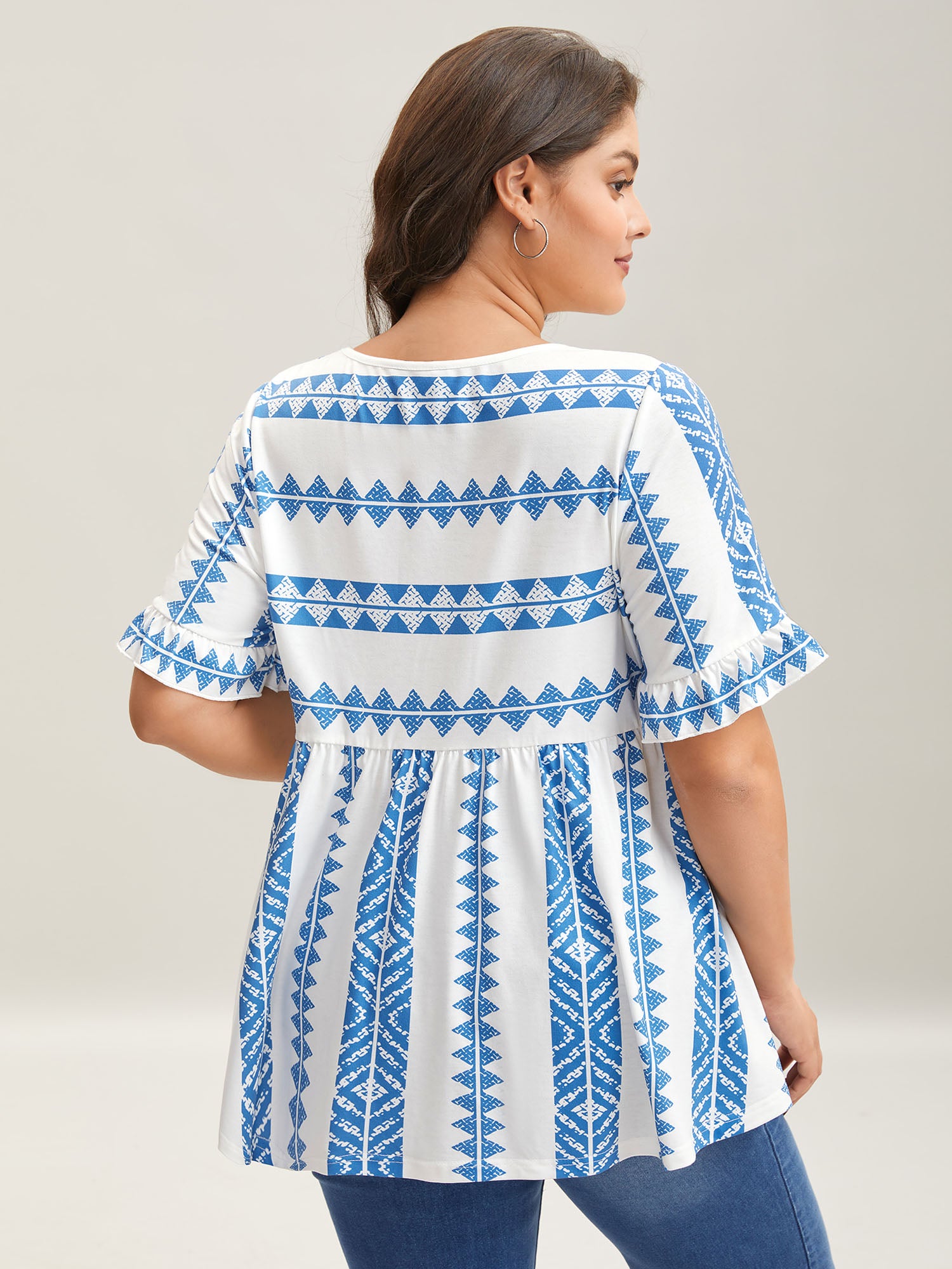 Tropical Stripes Pleated Knit Top-Sweetccc