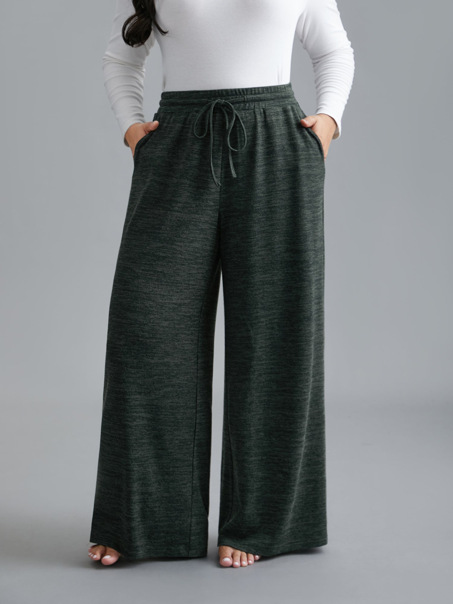 Heather Drawstring Loose Lounge Bottoms-Sweetccc