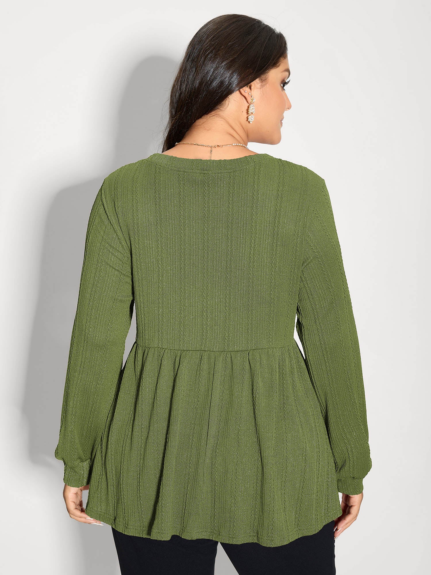 Textured Stretchy Flared Knit Top-Sweetccc