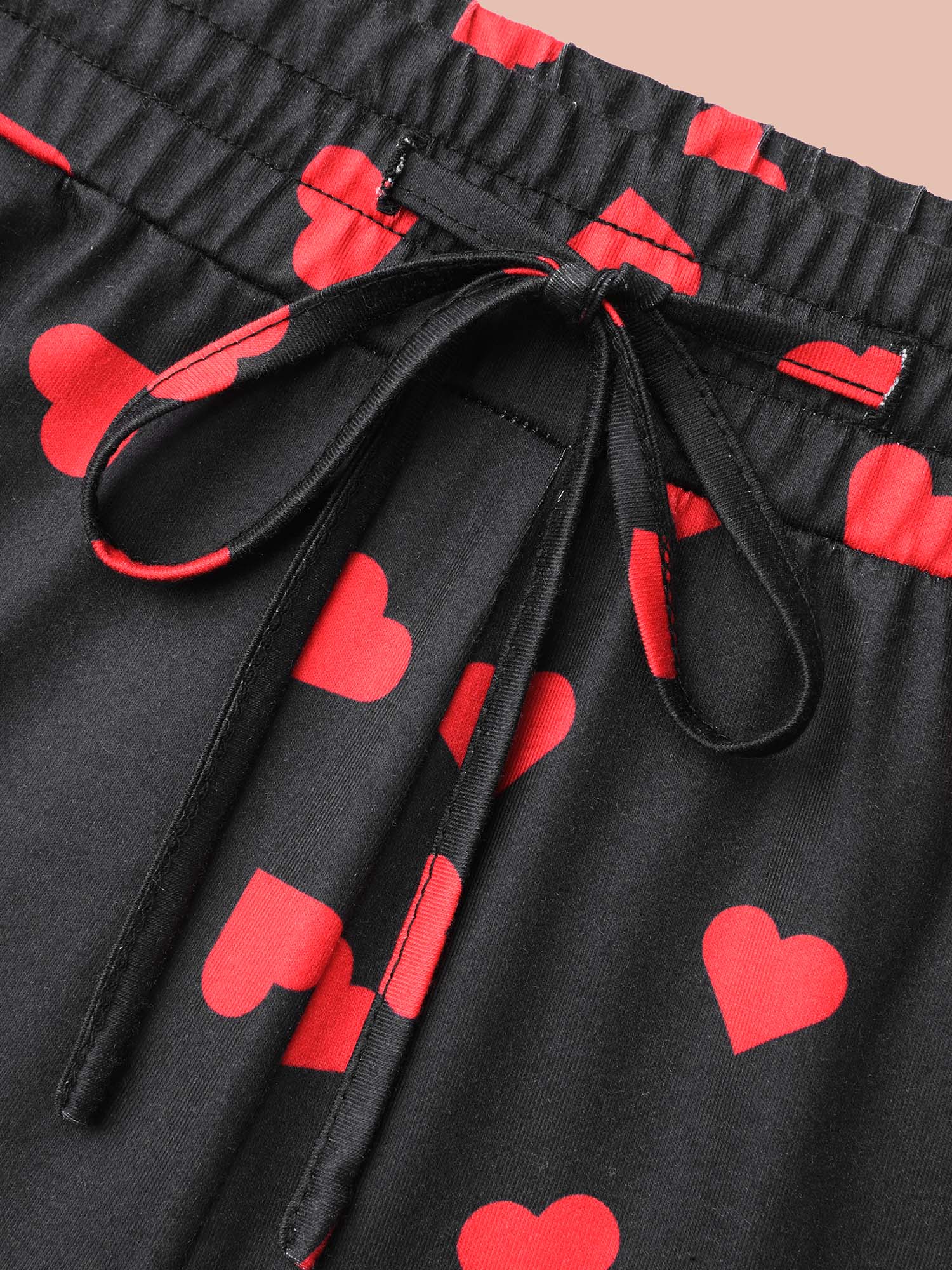Heart Pattern Contrast Lounge Bottoms-Sweetccc