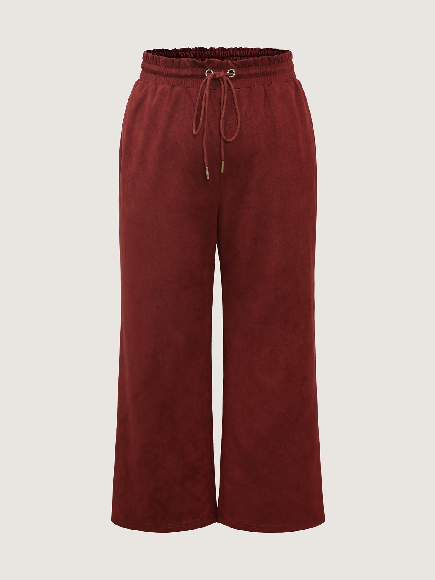 Velvet Pockets Drawstring Waist Pants-Sweetccc