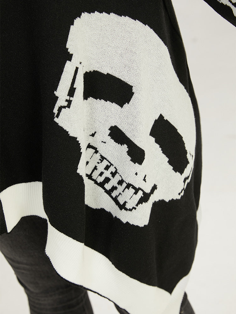 Supersoft Essentials Halloween Skull Asymmetrical Hem Cardigan-Sweetccc