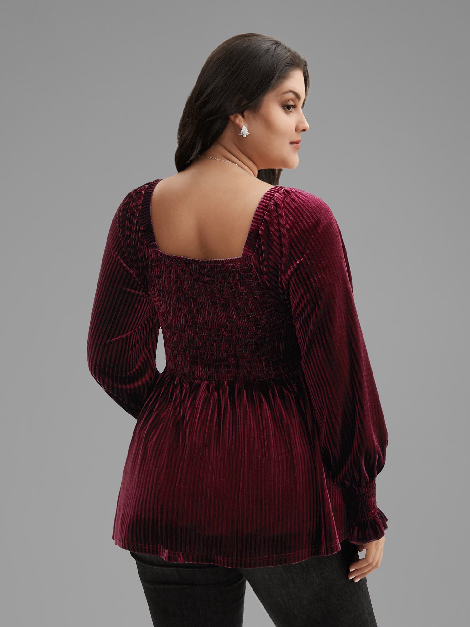 Velvet Smocked Bodice Jersey Top-Sweetccc