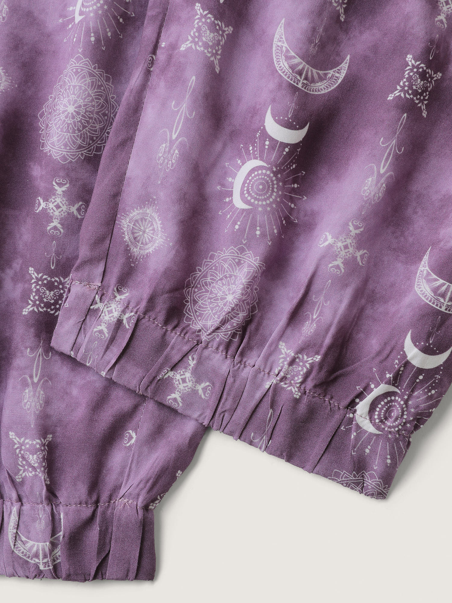 Starry Print Shirred Wide Waistband Pants-Sweetccc