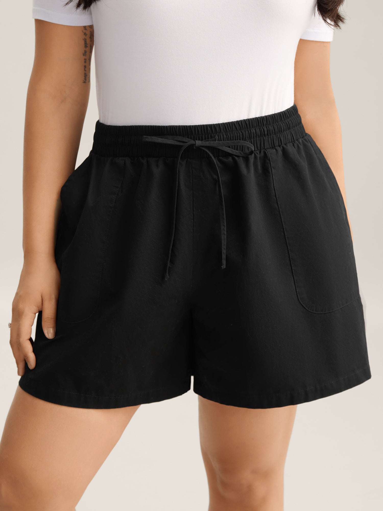 Waist-Drawstring Wide-Leg Shorts-Sweetccc