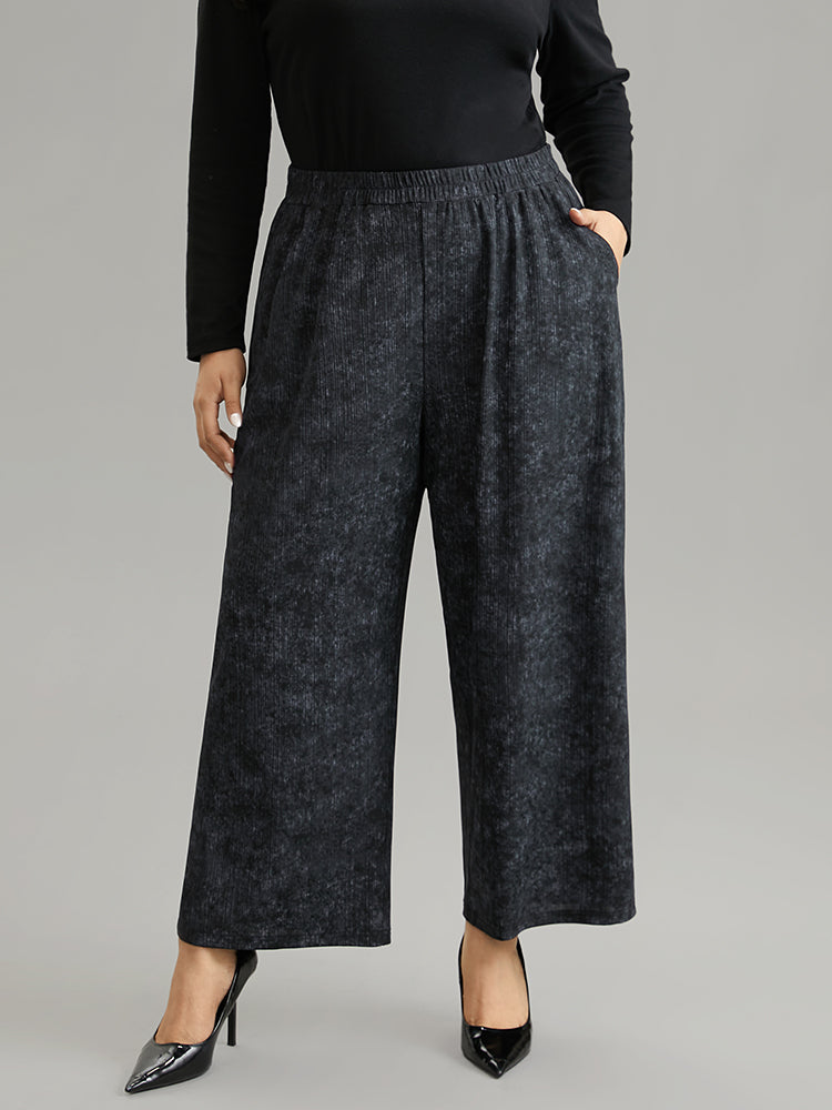 Vintage Heather Elastic Waist Wide Leg Pants-Sweetccc