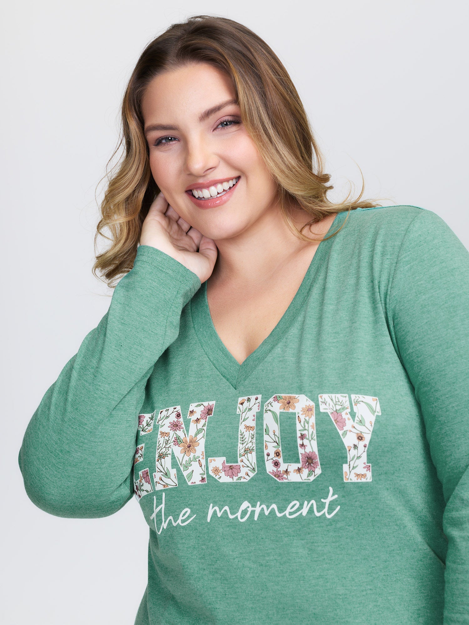 Supersoft Heather Deep V-Neck T-Shirt-Sweetccc