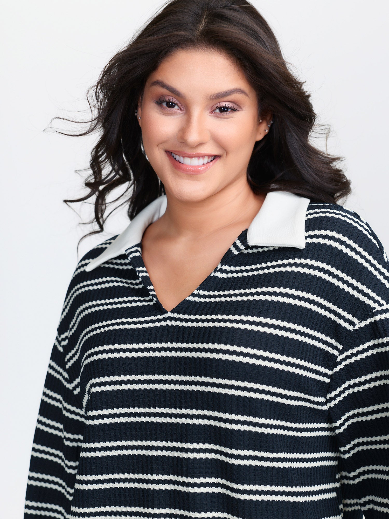 Stripe Print Layered T-Shirt-Sweetccc