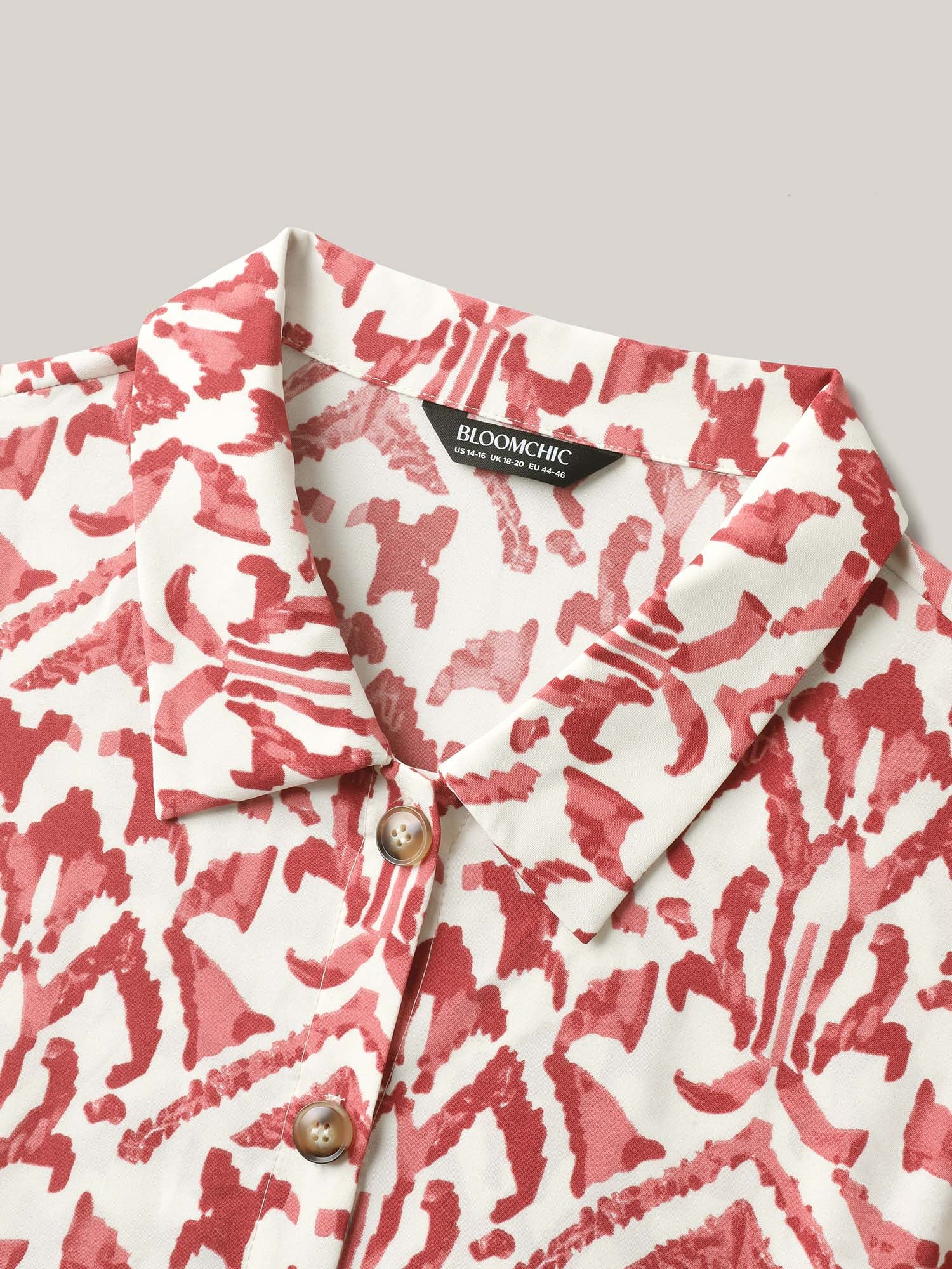 Spring Abstract Print Shirt Collar Midi Dress-Sweetccc