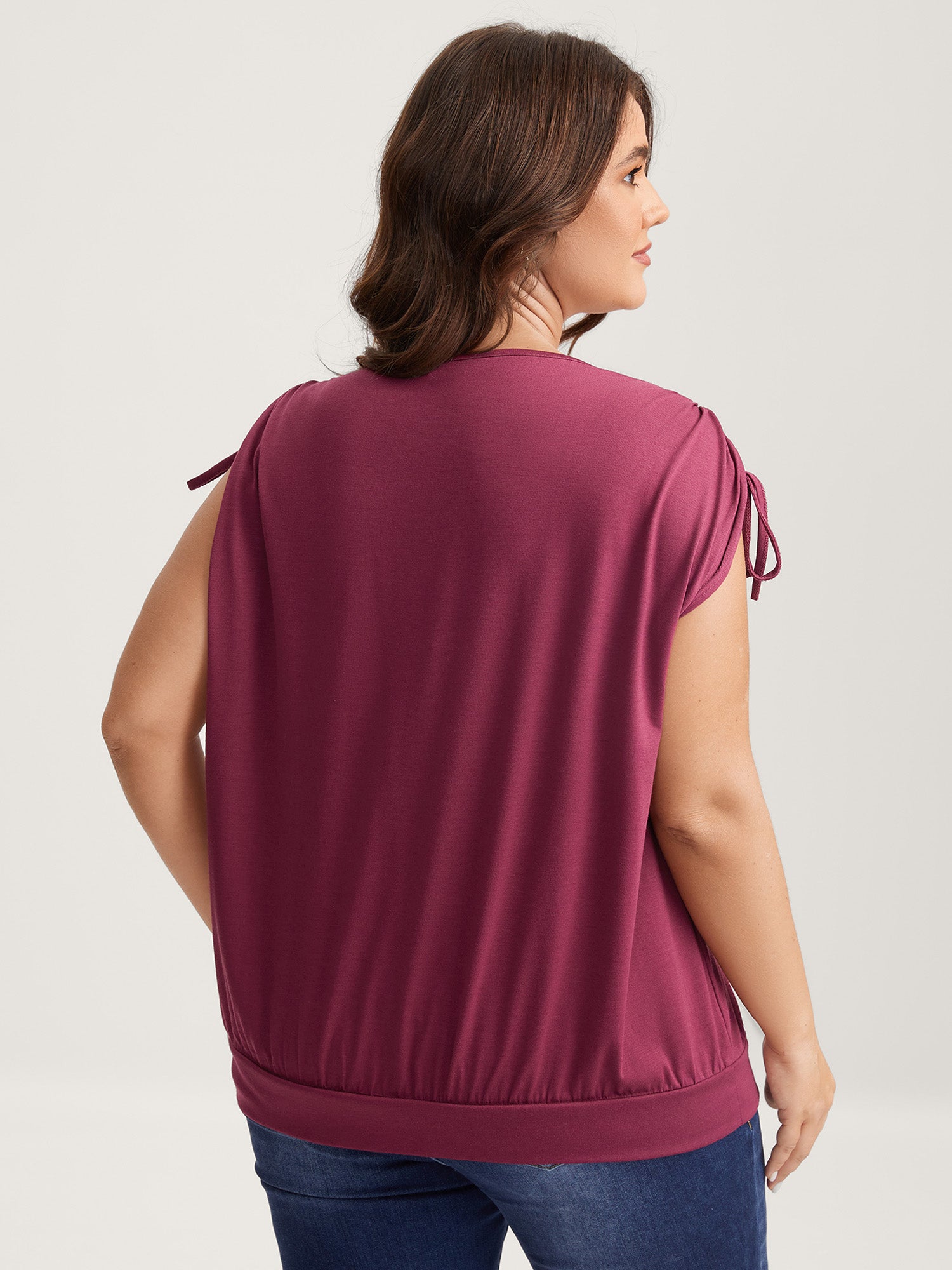 Stretchy Floral Detail Knit Top-Sweetccc