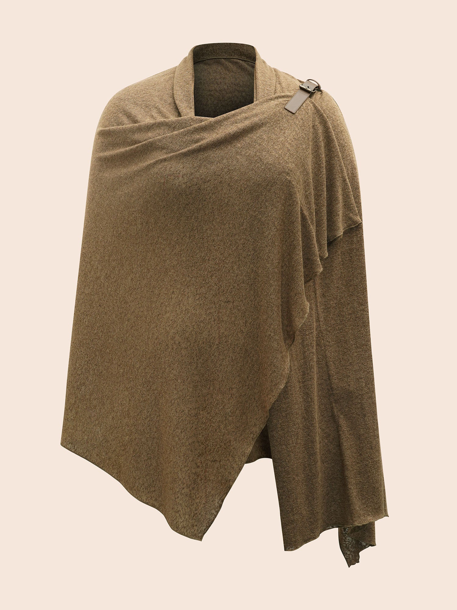 Knitted Leather Buckle Cape Styled Shawl-Sweetccc